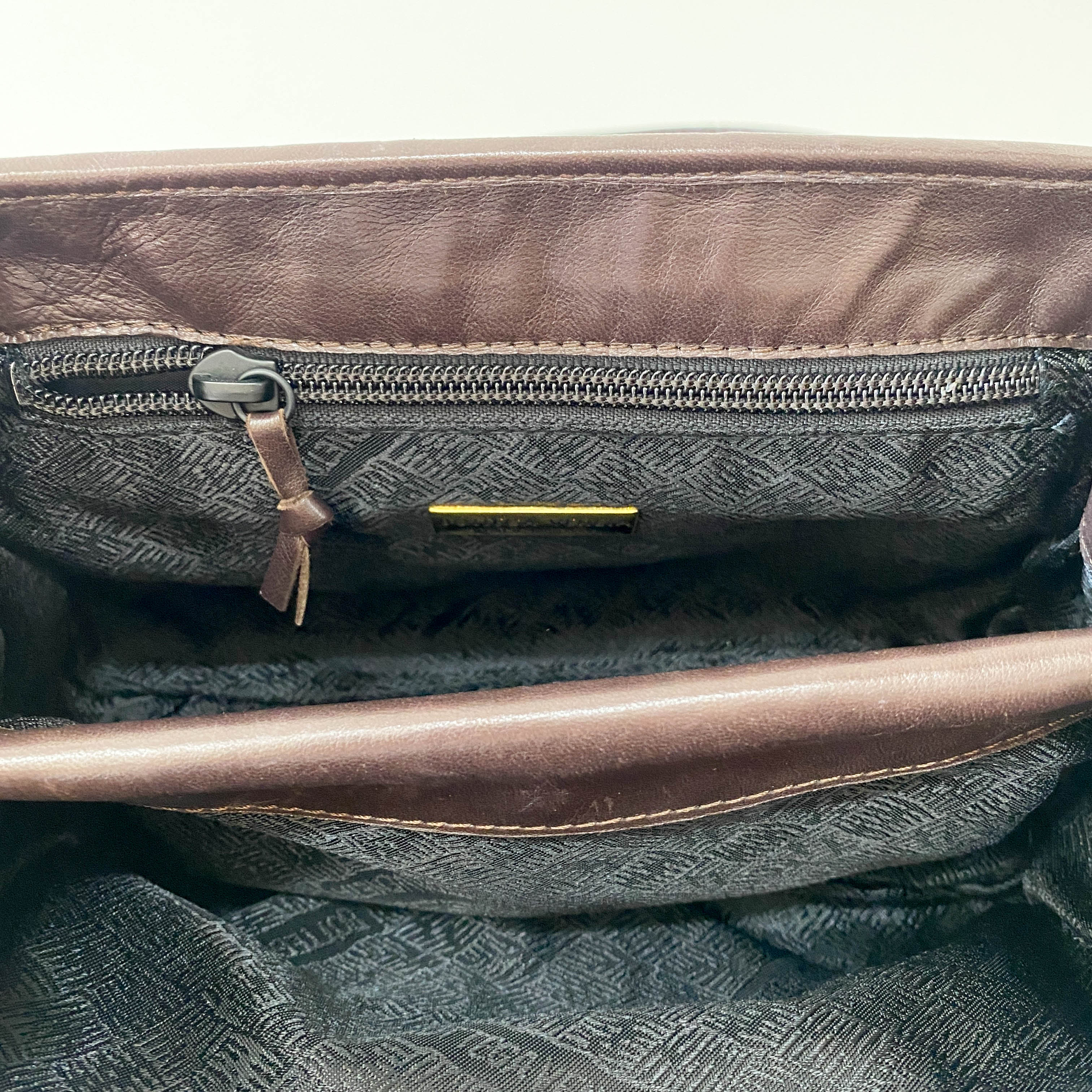 Intrecciato Brown Calfskin Shoulder Bag