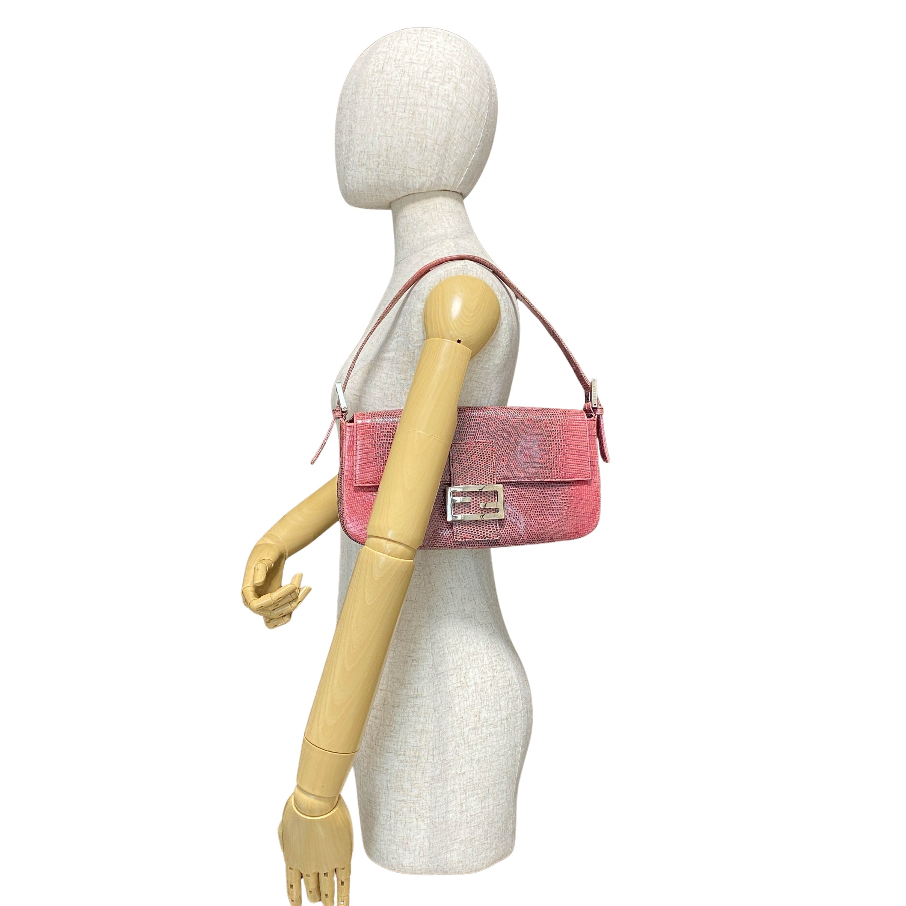 Baguette Pink Leather Shoulder Bag