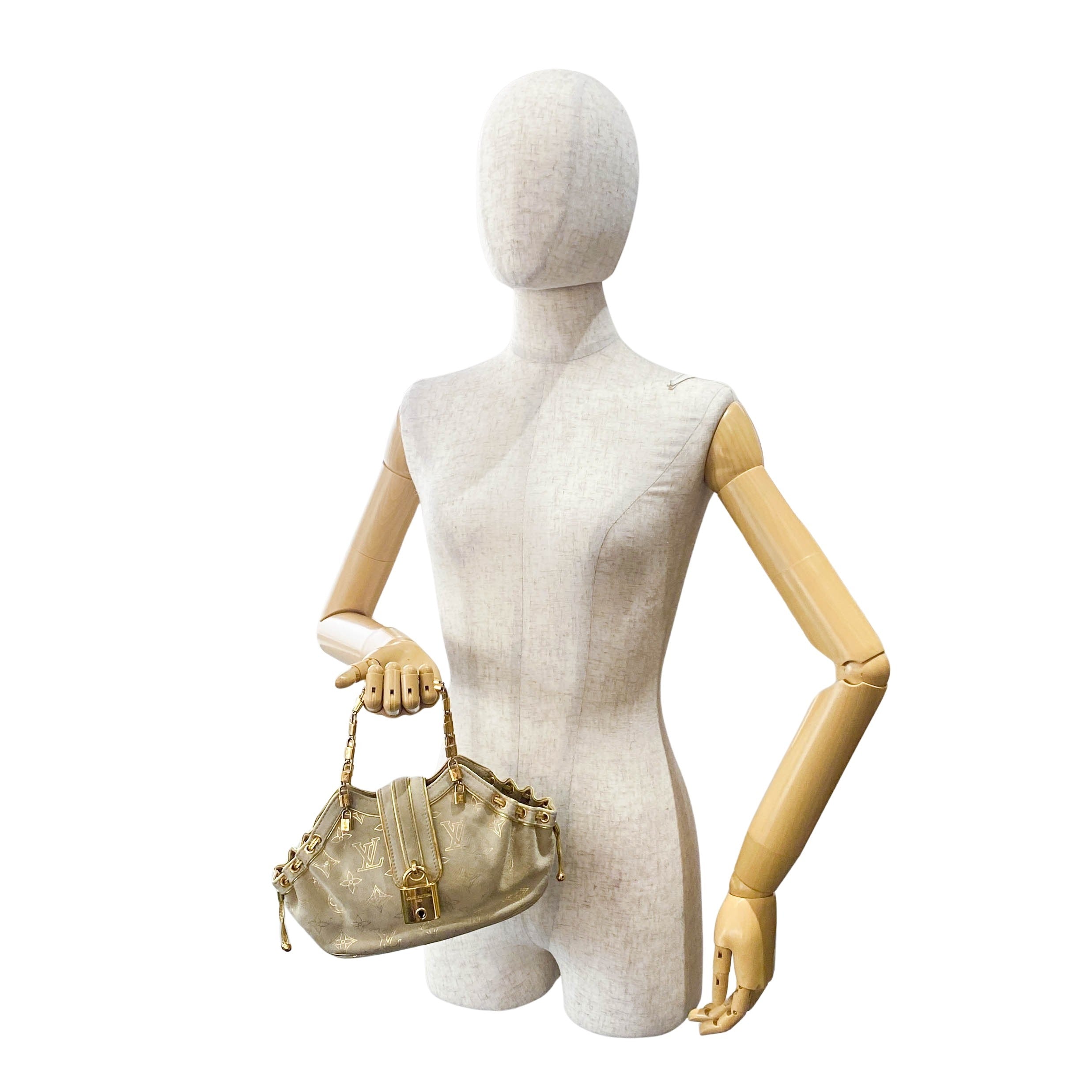 Extraordinaire Neutral Monogram Suede Handbag