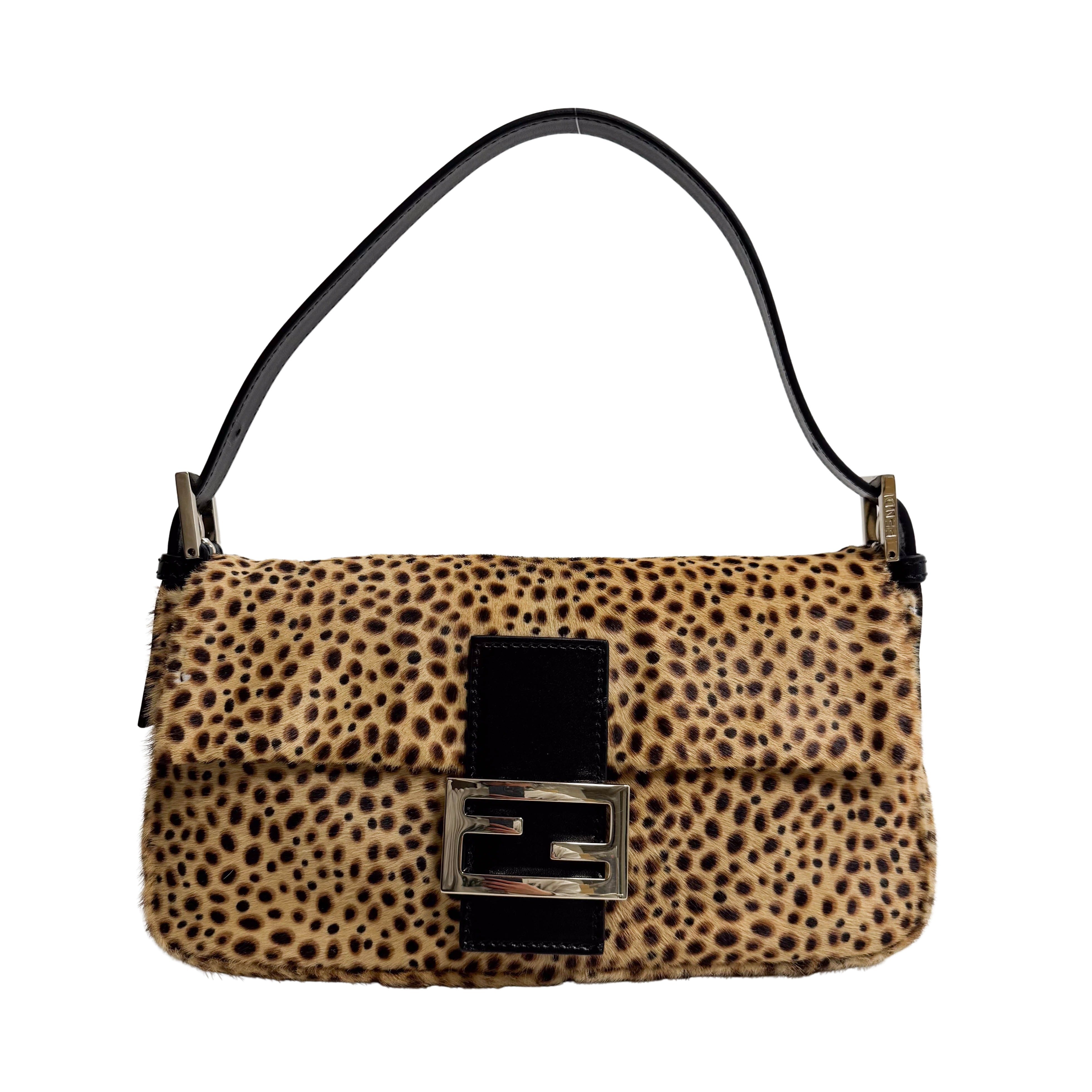 Baguette Pony Hair Cheetah Shoulder Bag