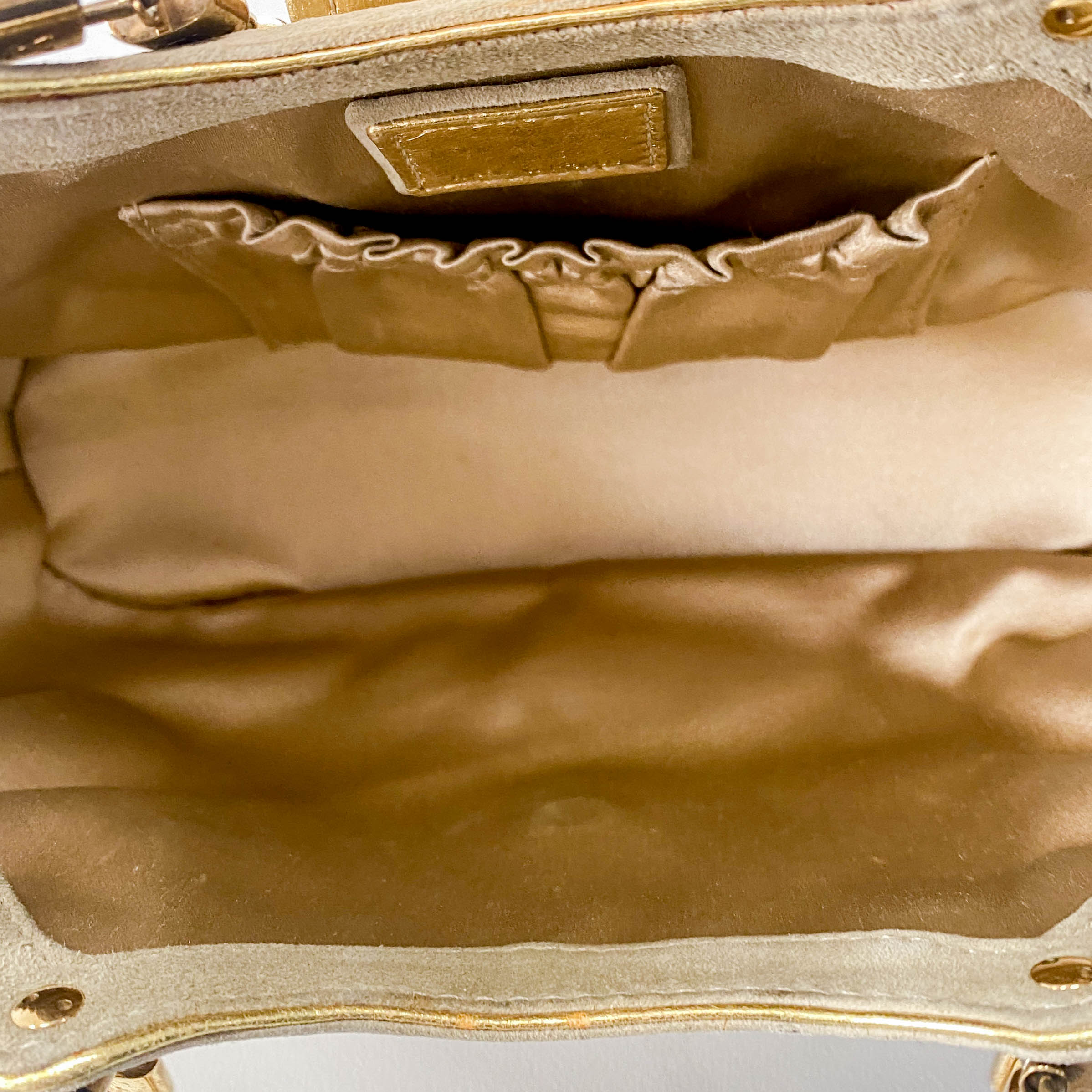 Extraordinaire Neutral Monogram Suede Handbag