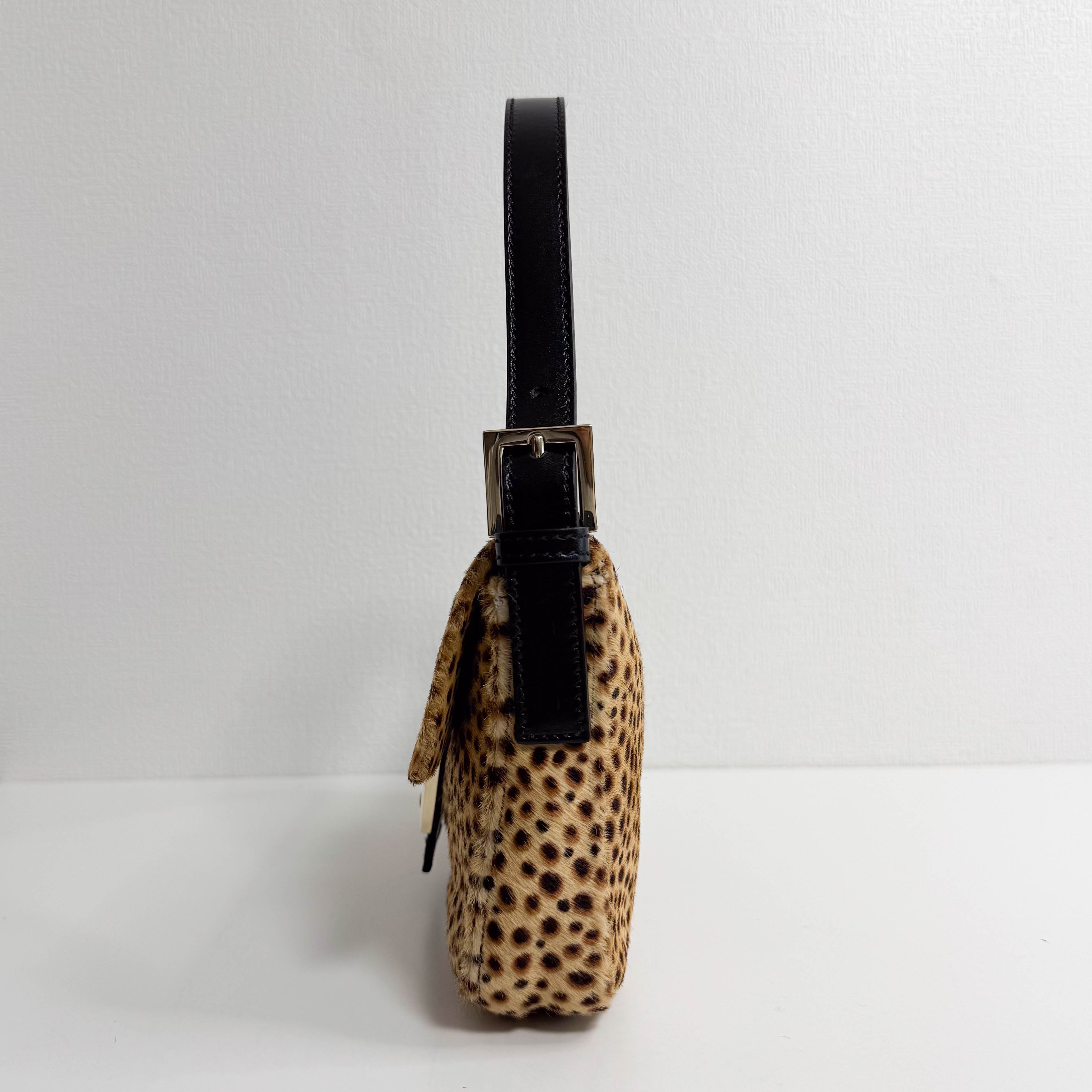 Baguette Pony Hair Cheetah Shoulder Bag