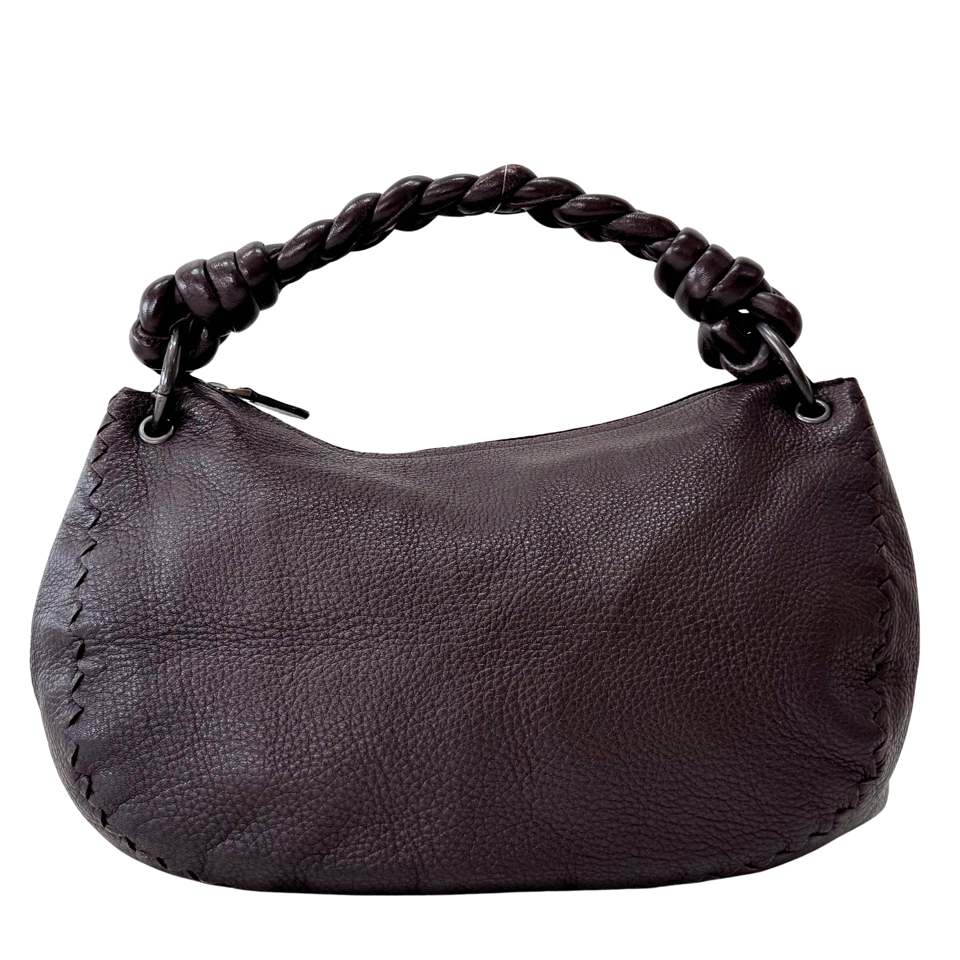 Intrecciato Brown Leather Shoulder Bag