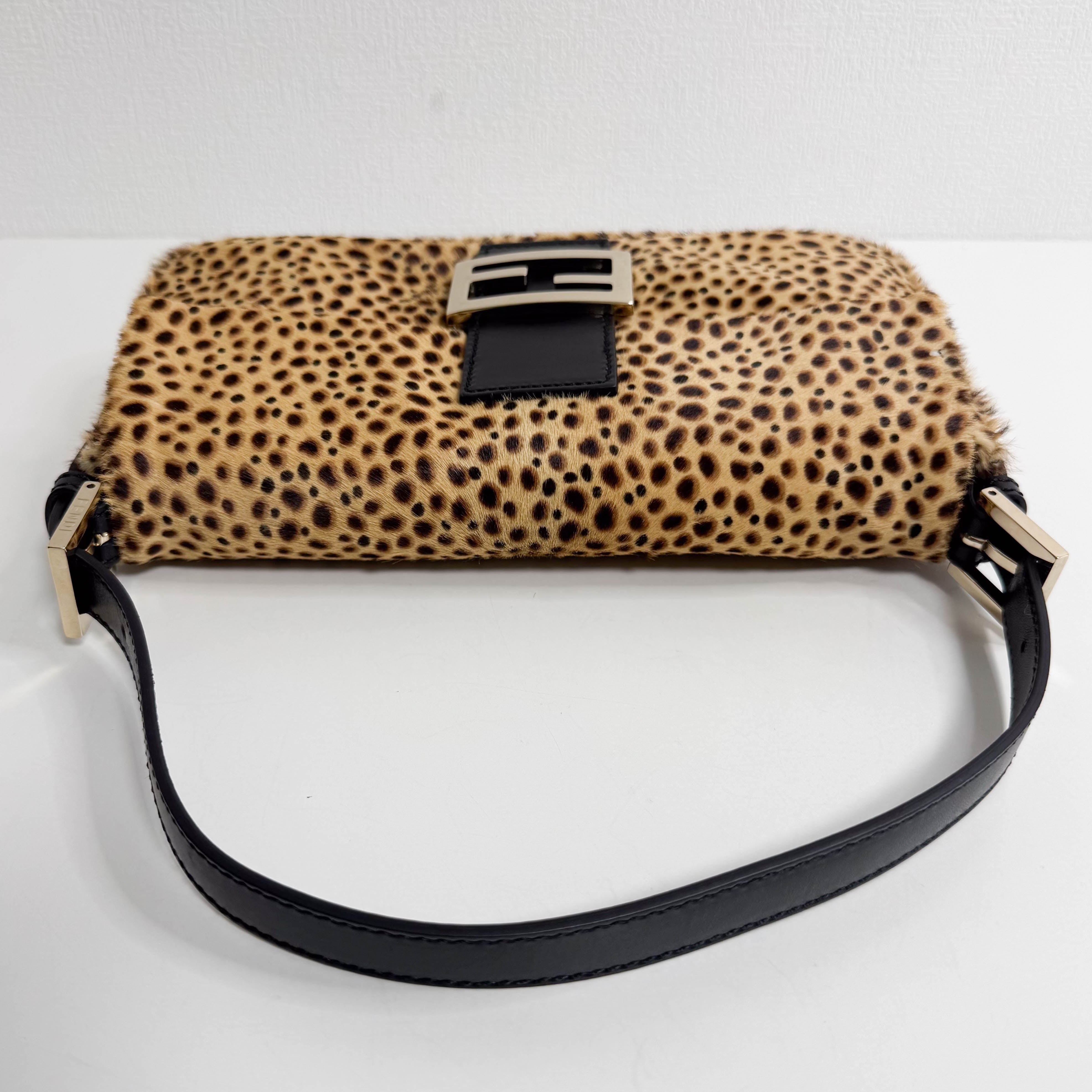 Baguette Pony Hair Cheetah Shoulder Bag