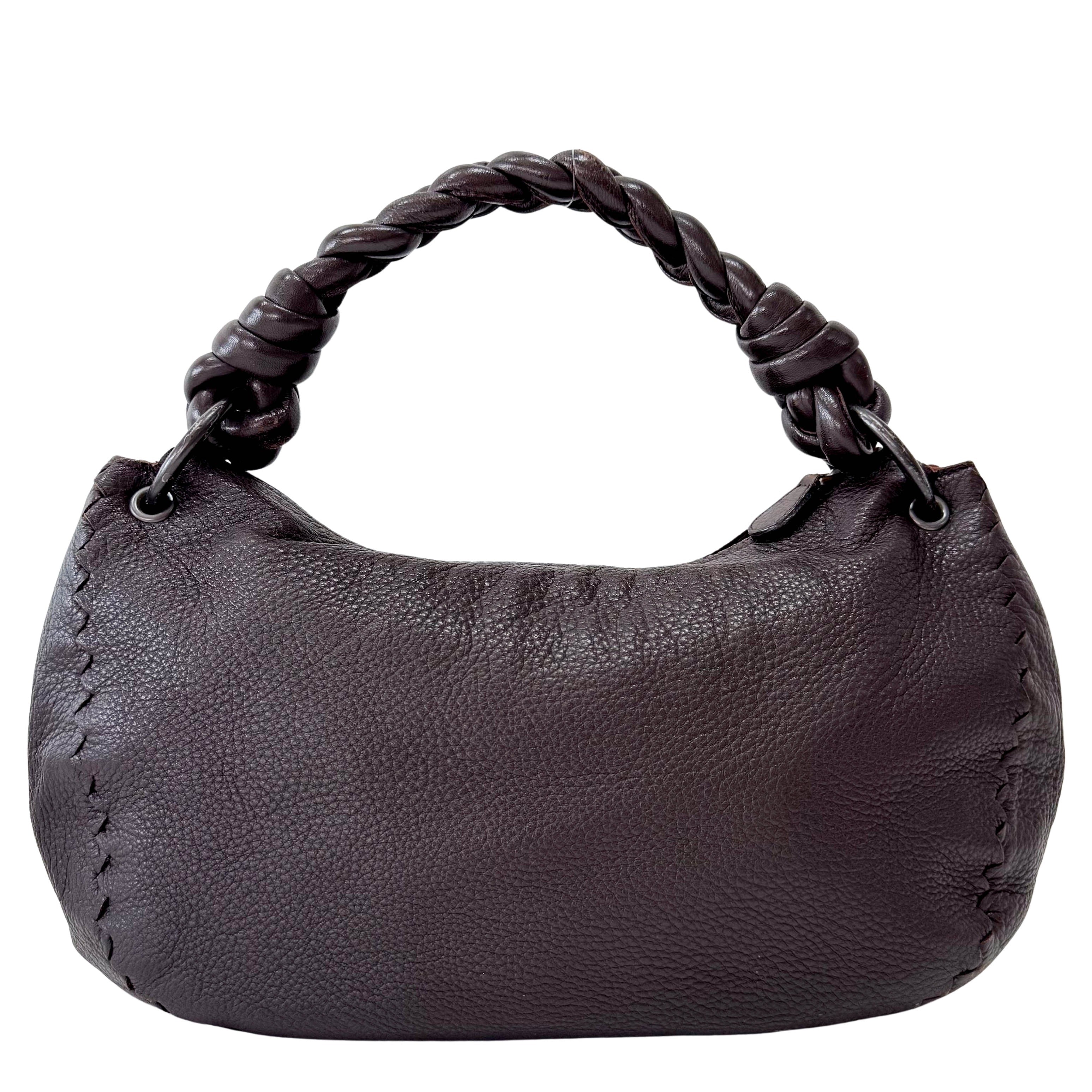 Intrecciato Brown Leather Shoulder Bag