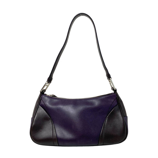 Vintage Leather Dark Purple/Brown Shoulder Bag