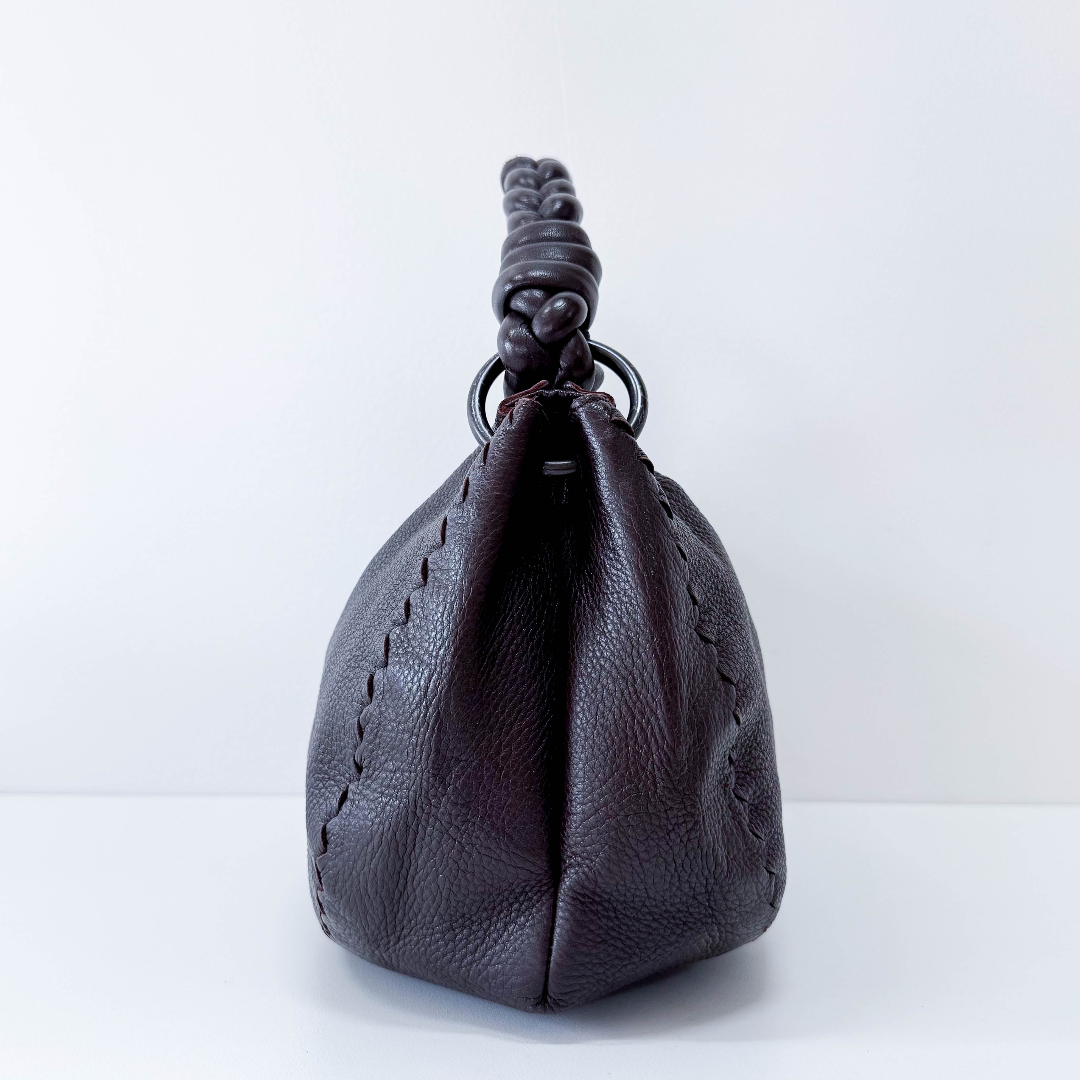 Intrecciato Brown Leather Shoulder Bag