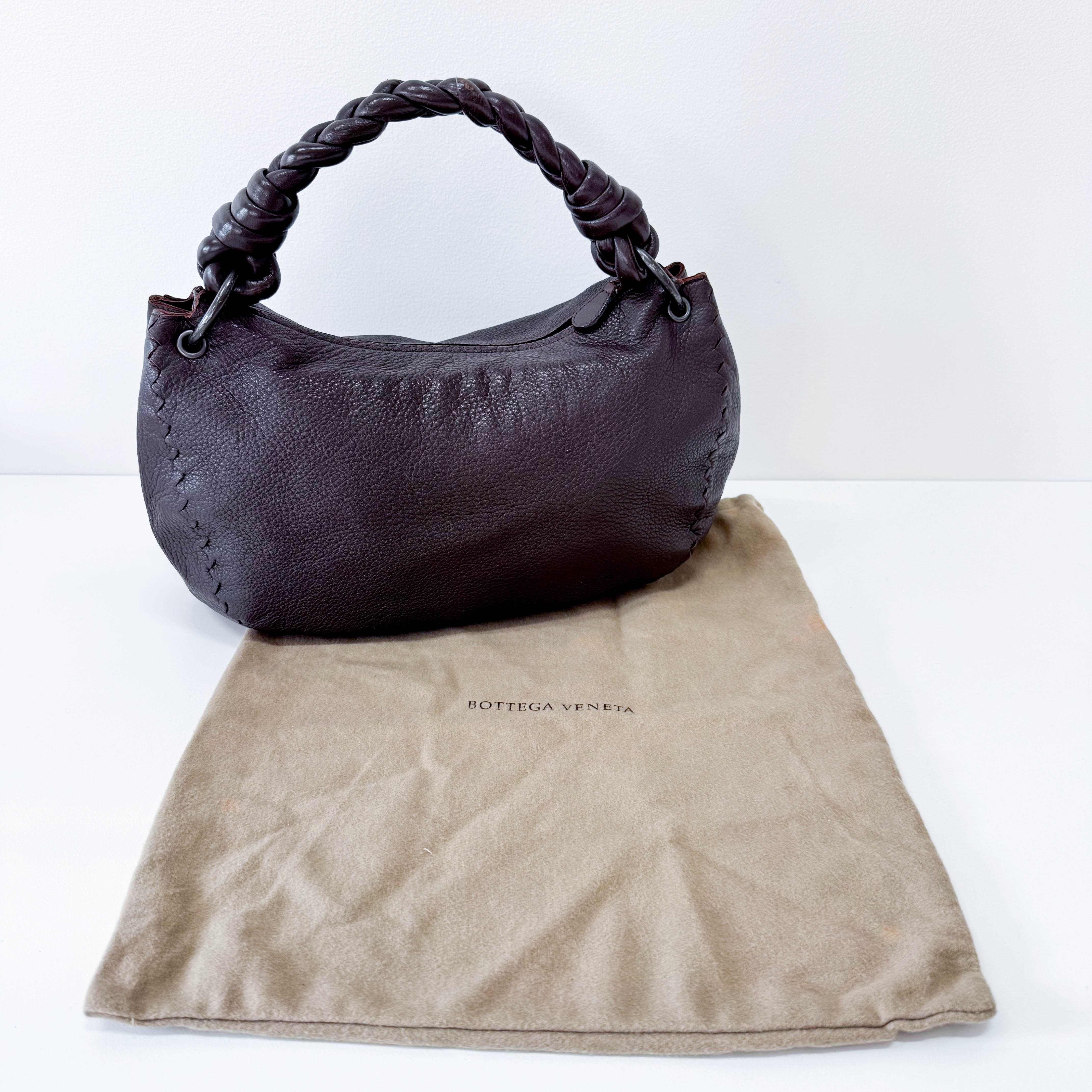 Intrecciato Brown Leather Shoulder Bag