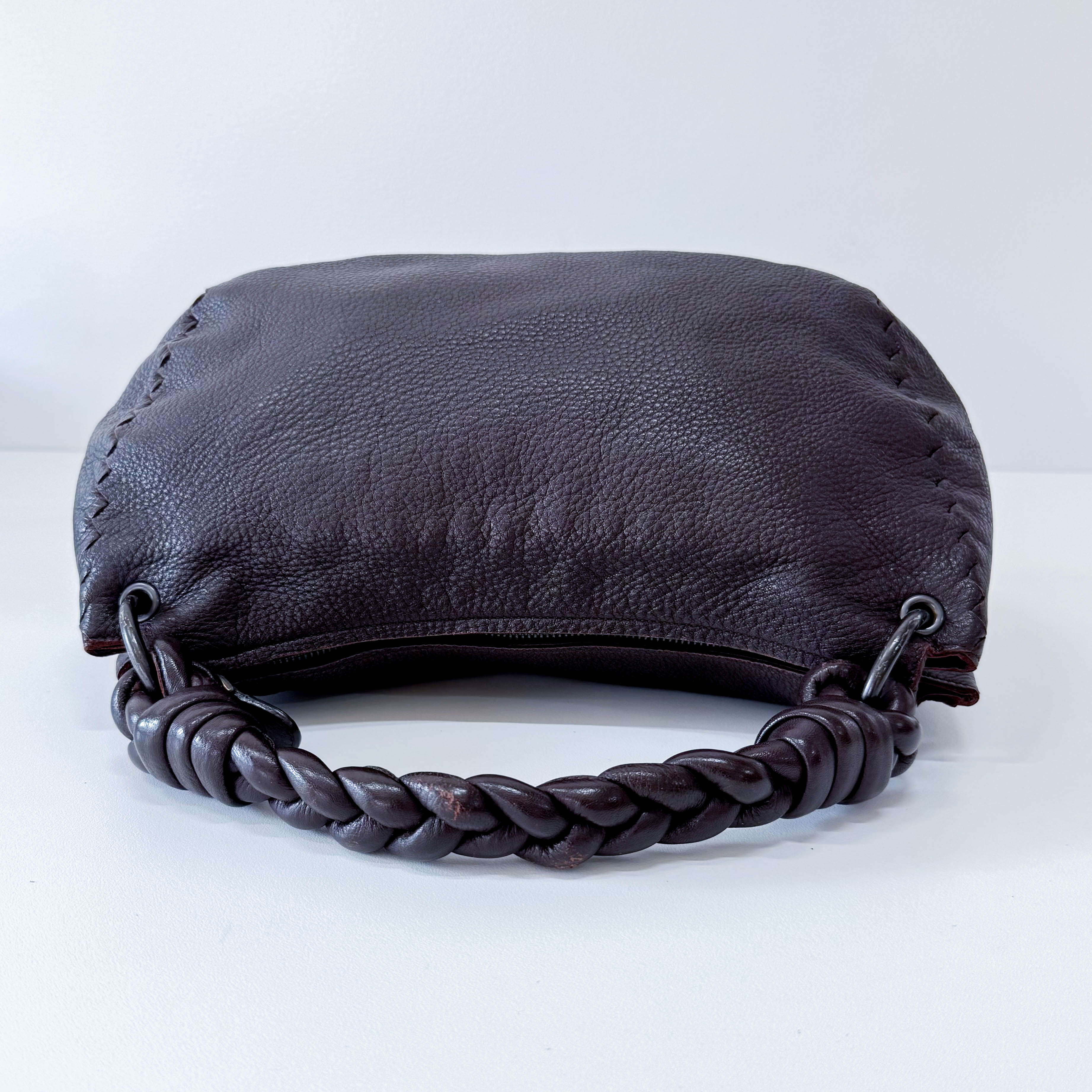 Intrecciato Brown Leather Shoulder Bag