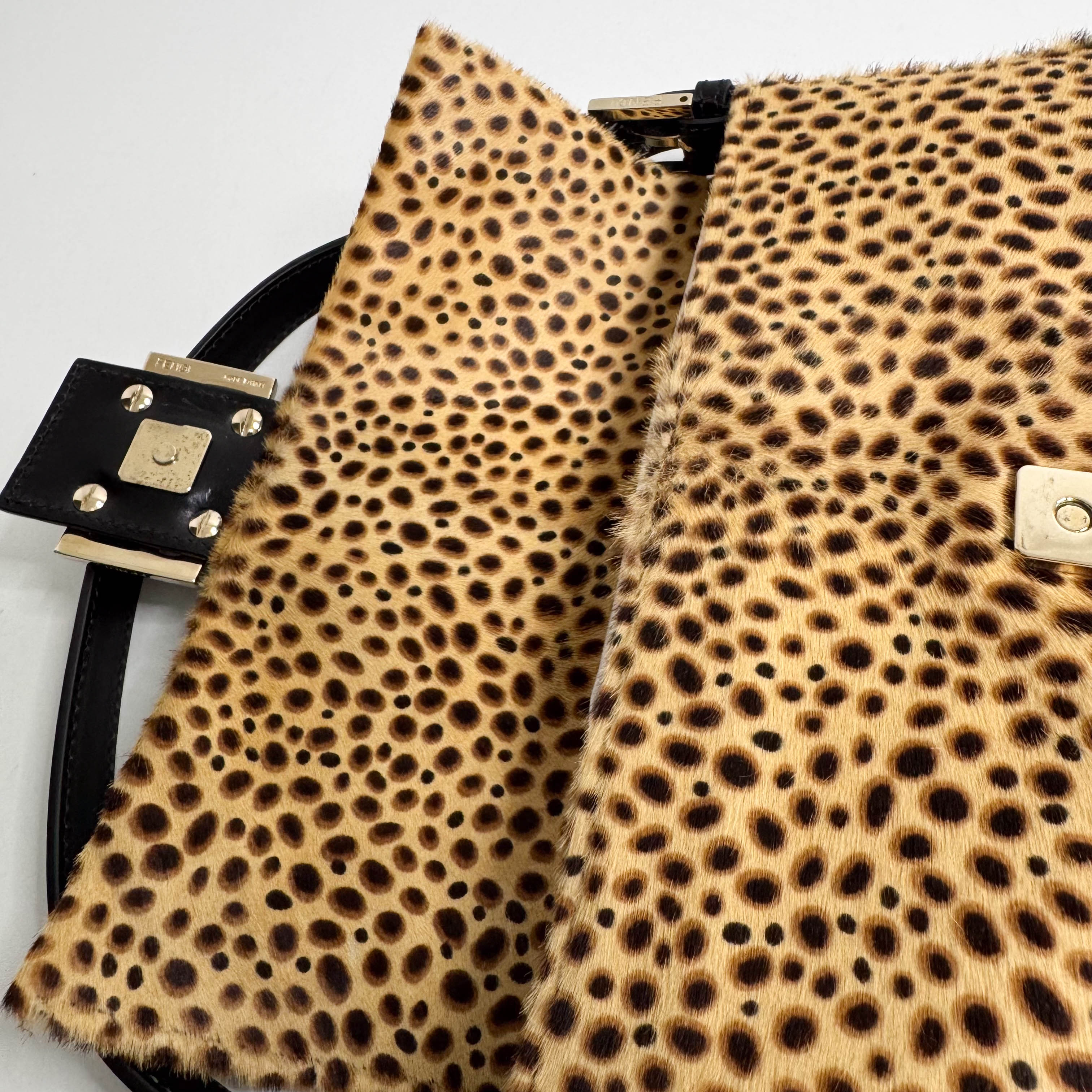Baguette Pony Hair Cheetah Shoulder Bag