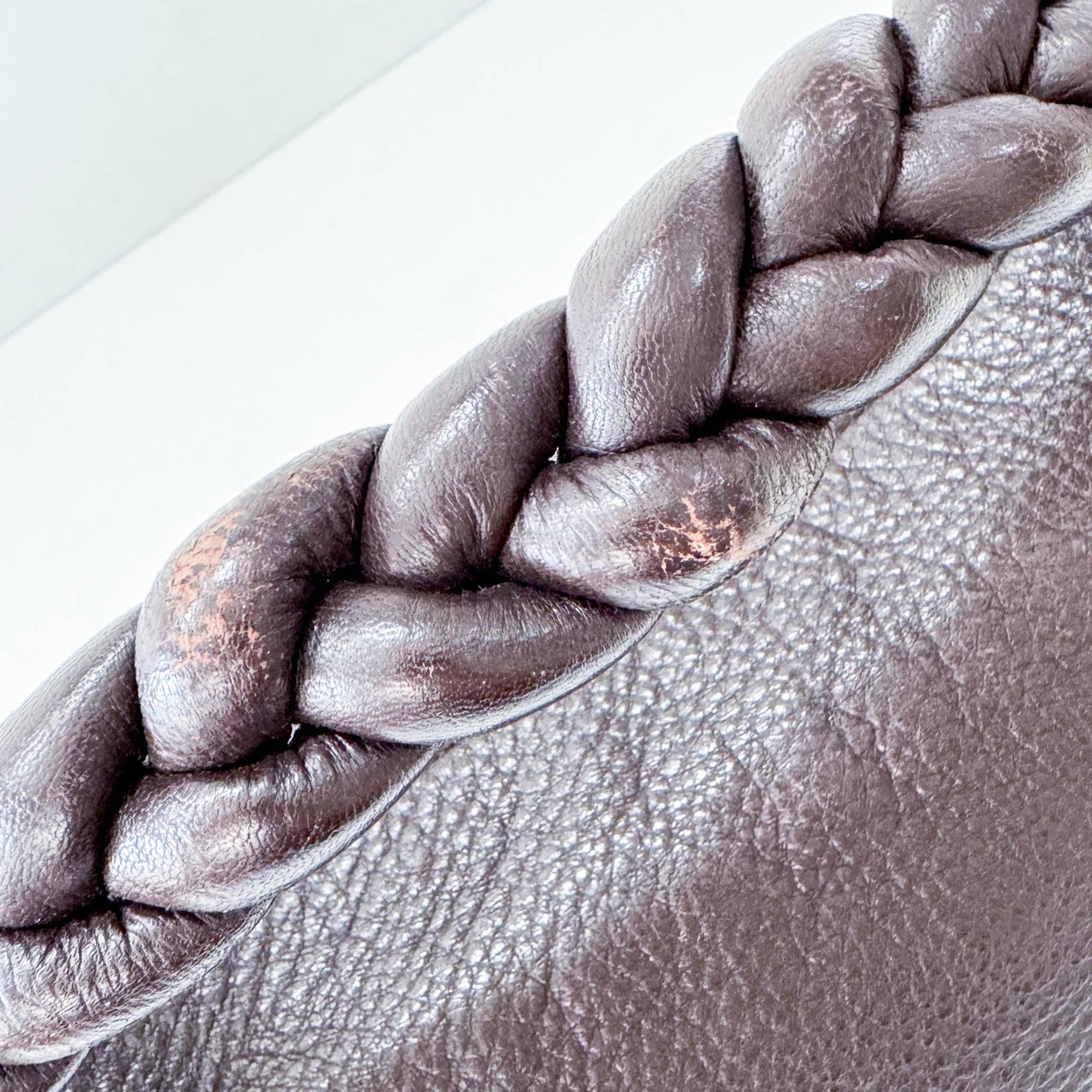 Intrecciato Brown Leather Shoulder Bag