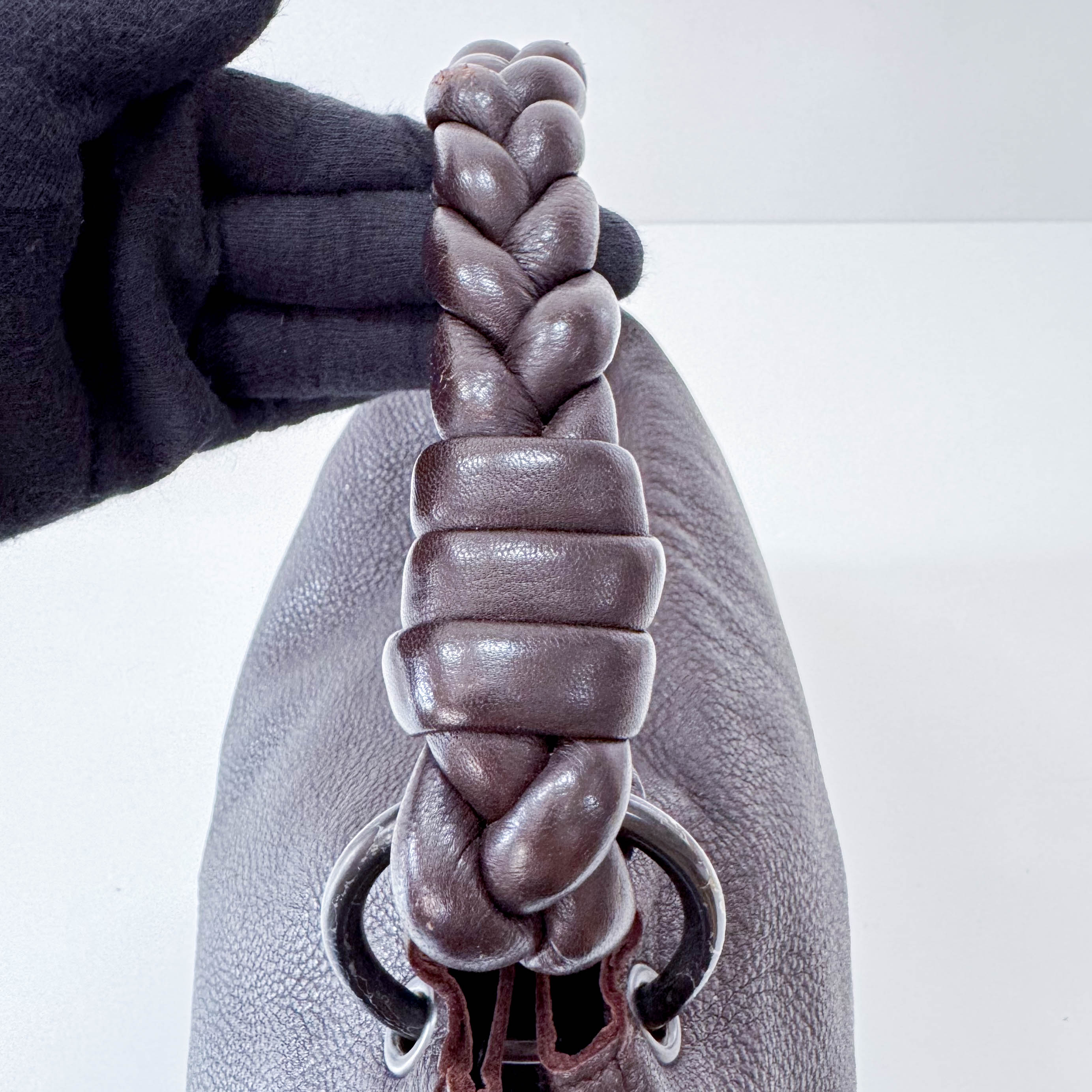 Intrecciato Brown Leather Shoulder Bag