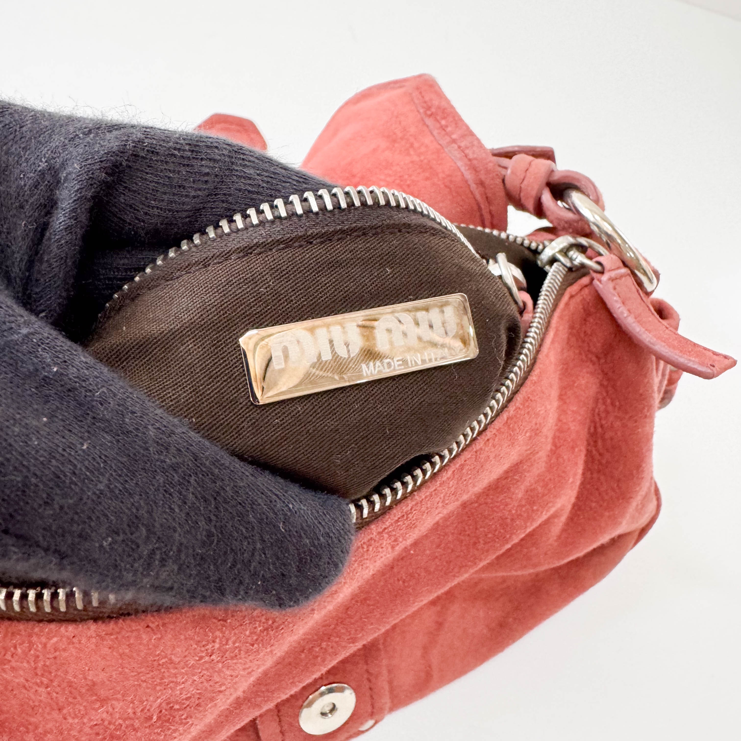 MIU MIU Archive Pink Suede Shoulder Bag – HIVE PRELOVED