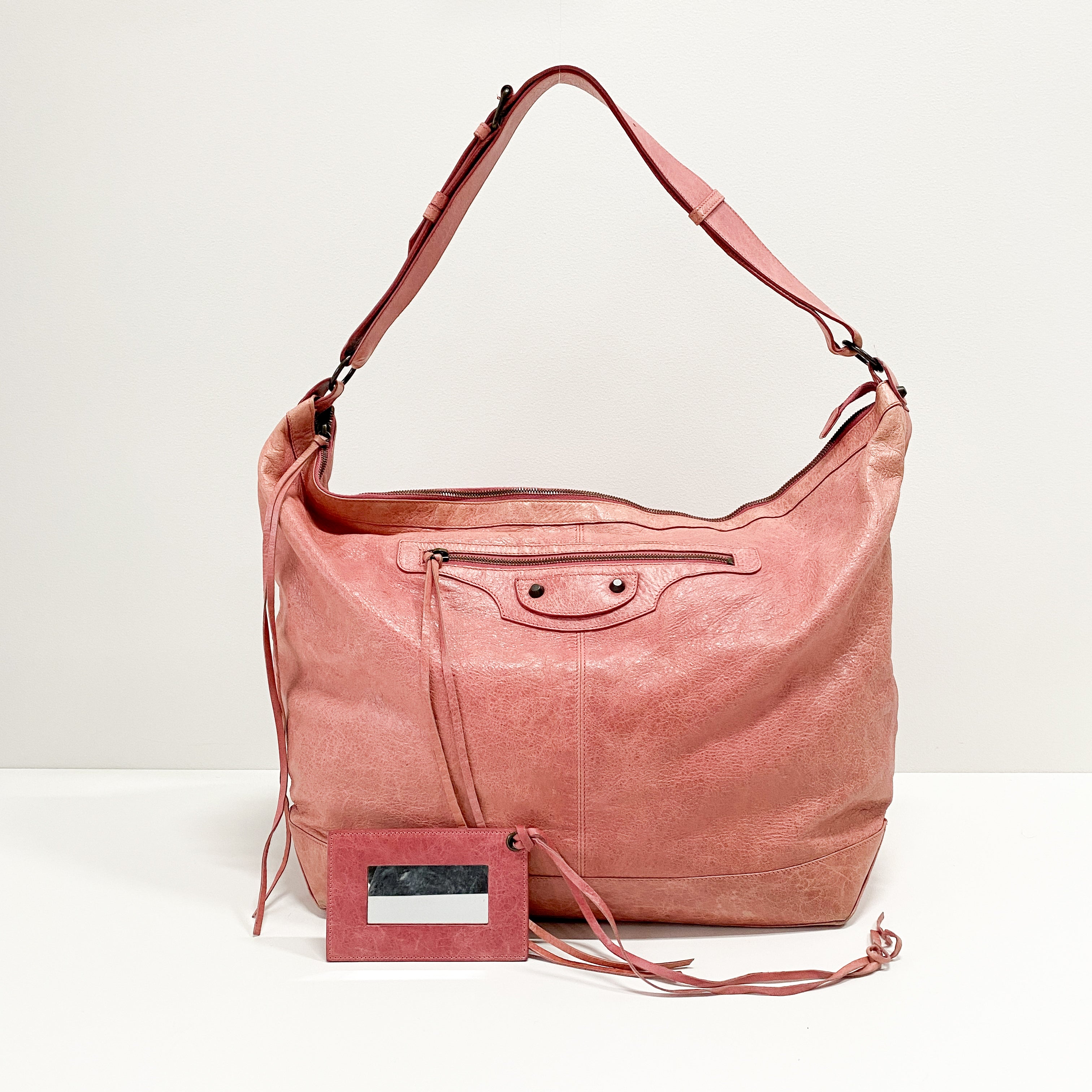 Motorcycle Pink Leather Tote Bag
