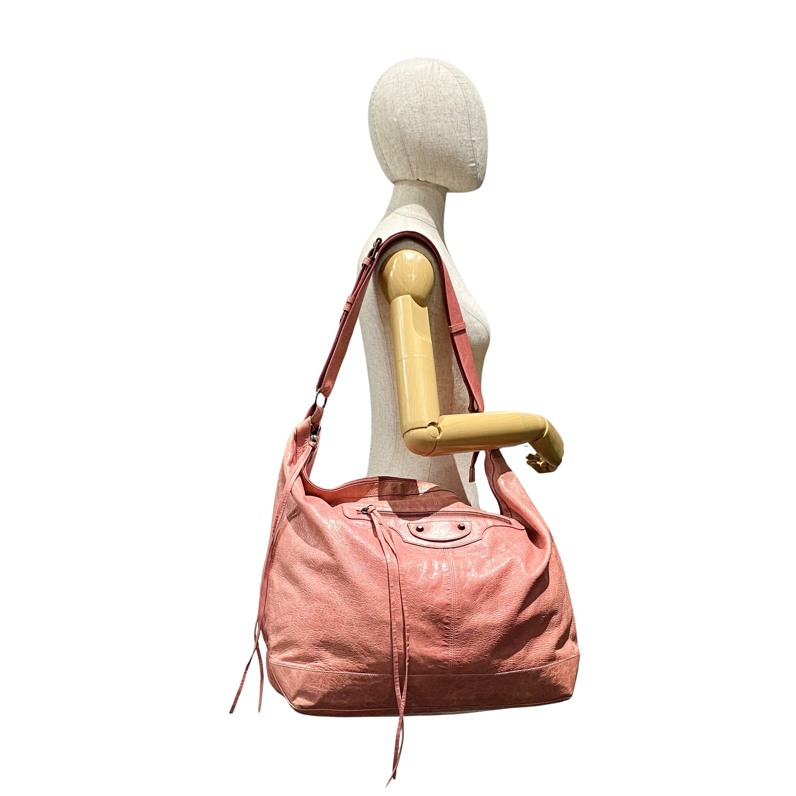 Motorcycle Pink Leather Tote Bag