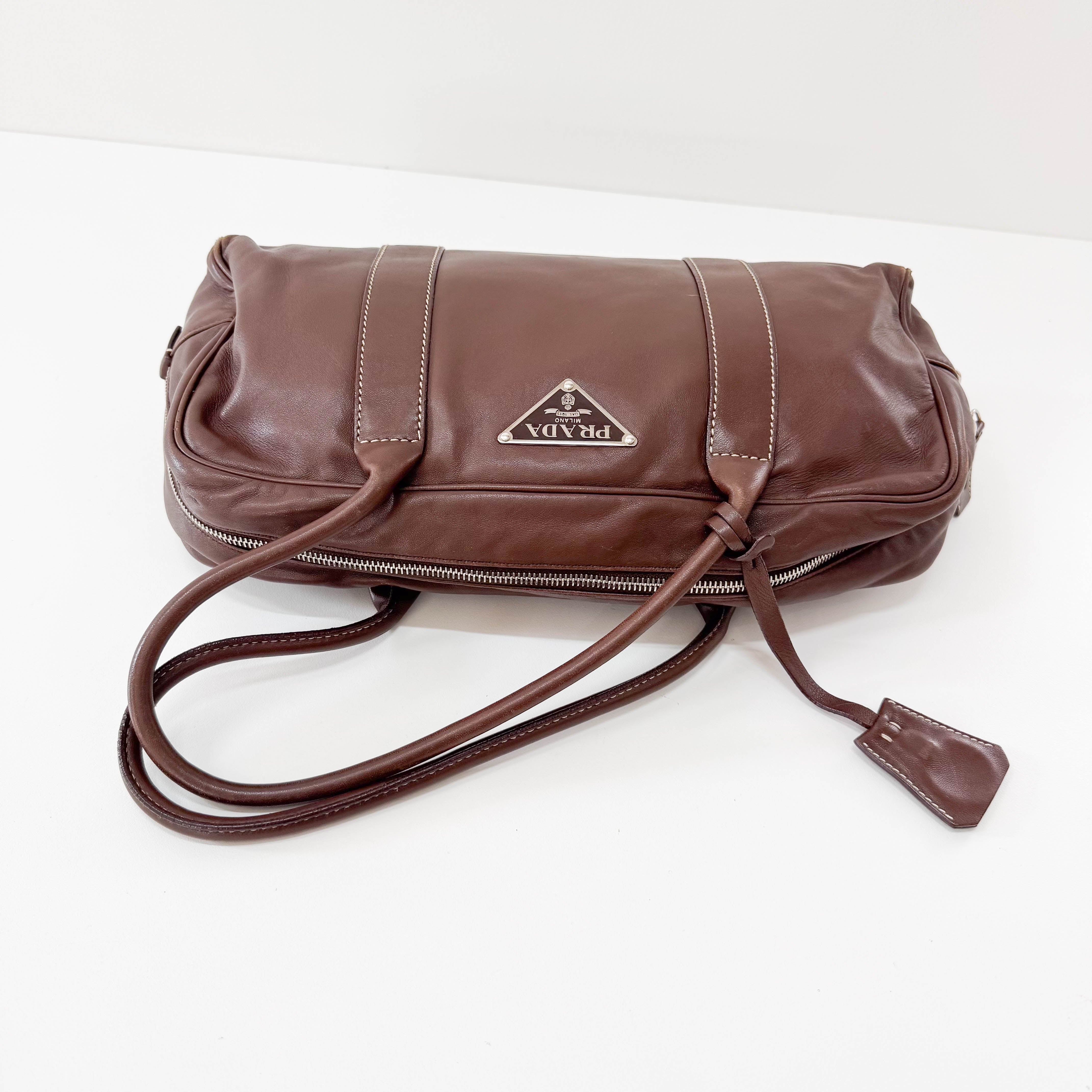 PRADA Archive Brown Leather Shoulder Bag – HIVE PRELOVED
