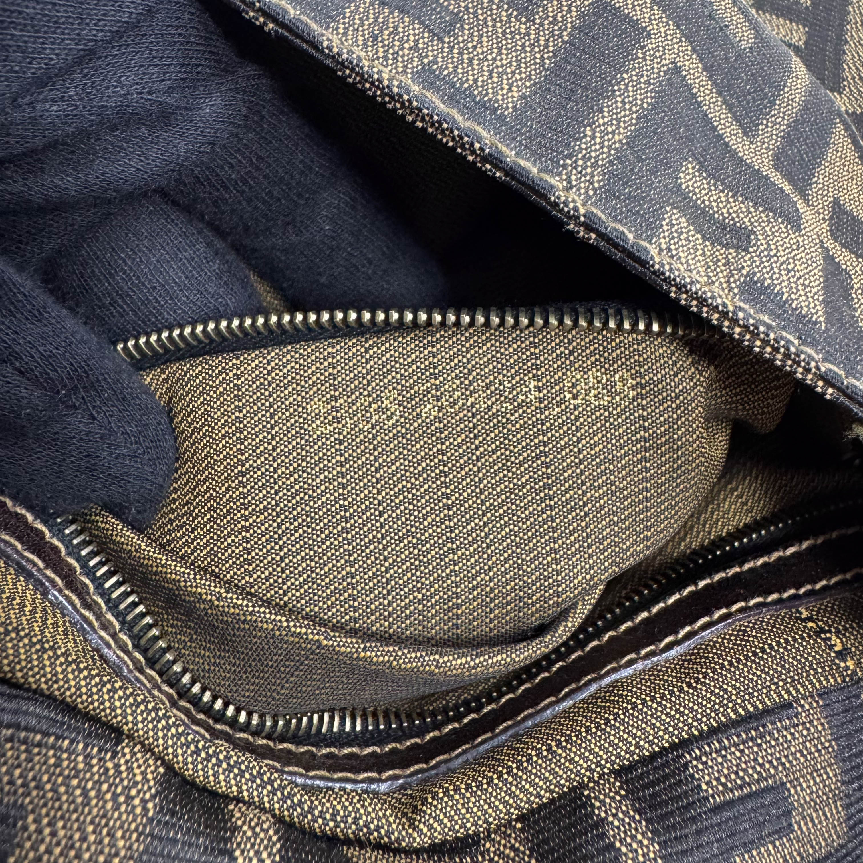 Baguette Zucca Brown Canvas with Golden Hardware Shoulder Bag