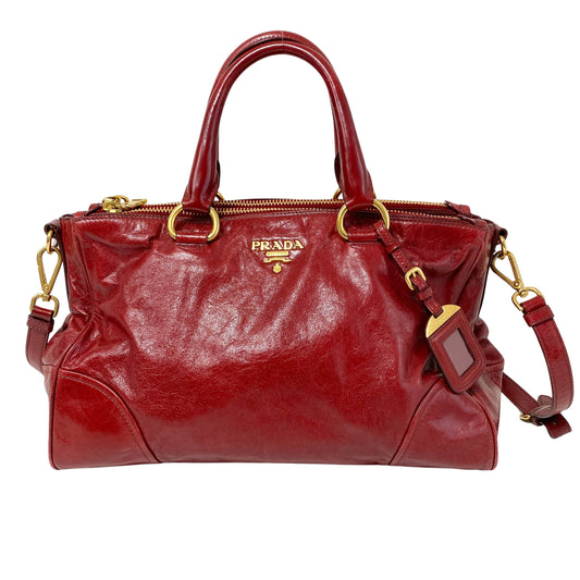 Vintage Leather Red Handbag