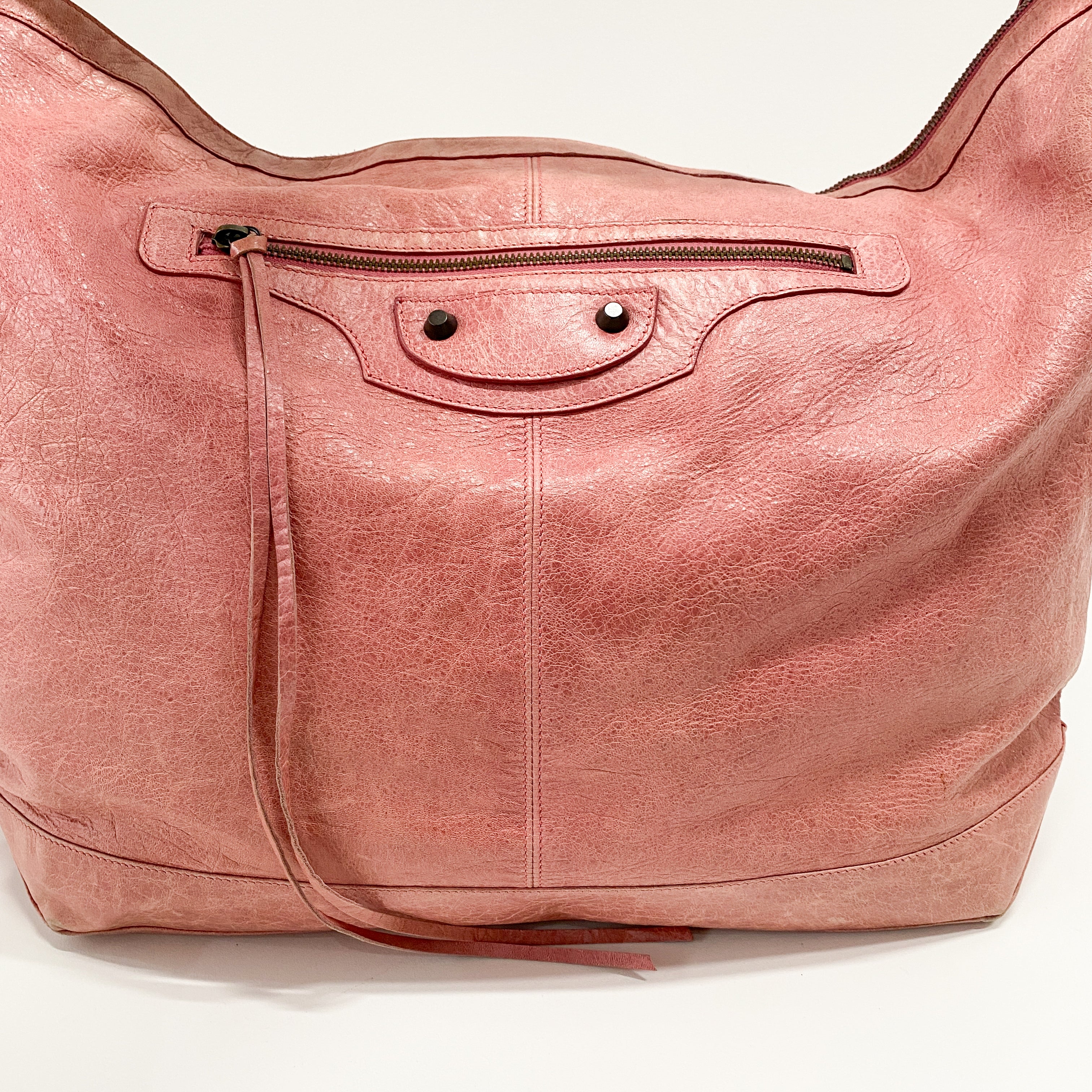 Motorcycle Pink Leather Tote Bag