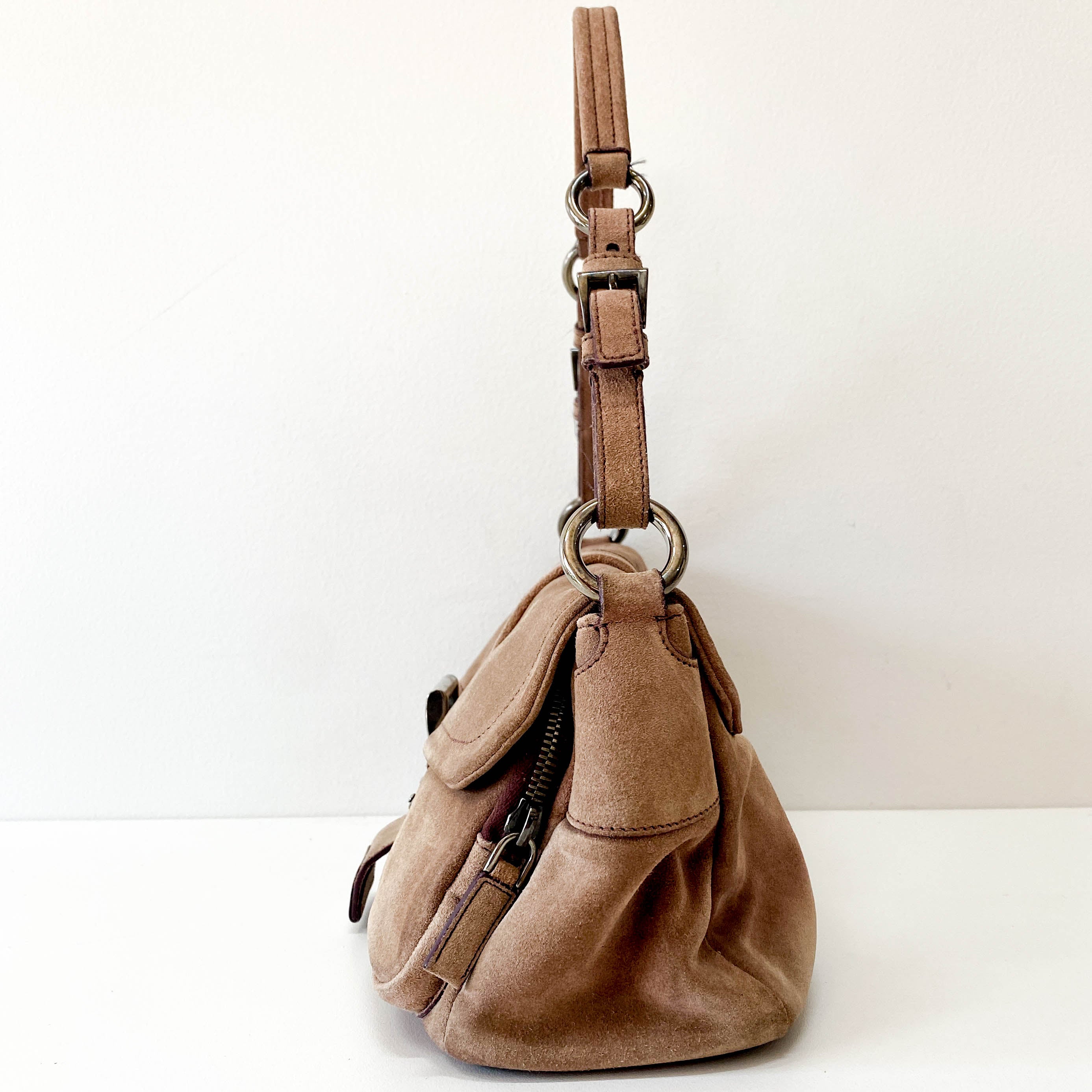 Brown Suede Shoulder Bag