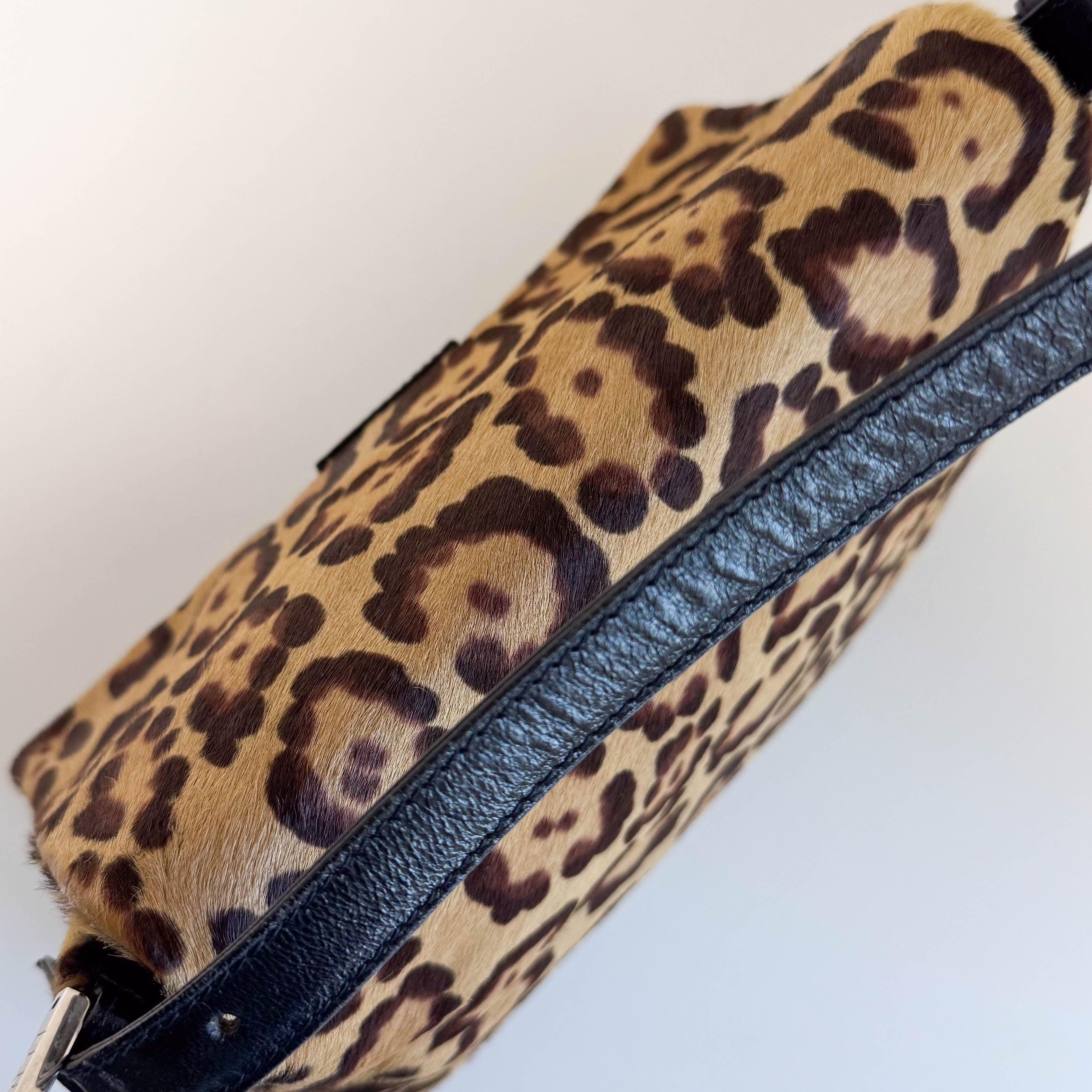 Mamma Baguette Leopard Pony Hair Shoulder Bag