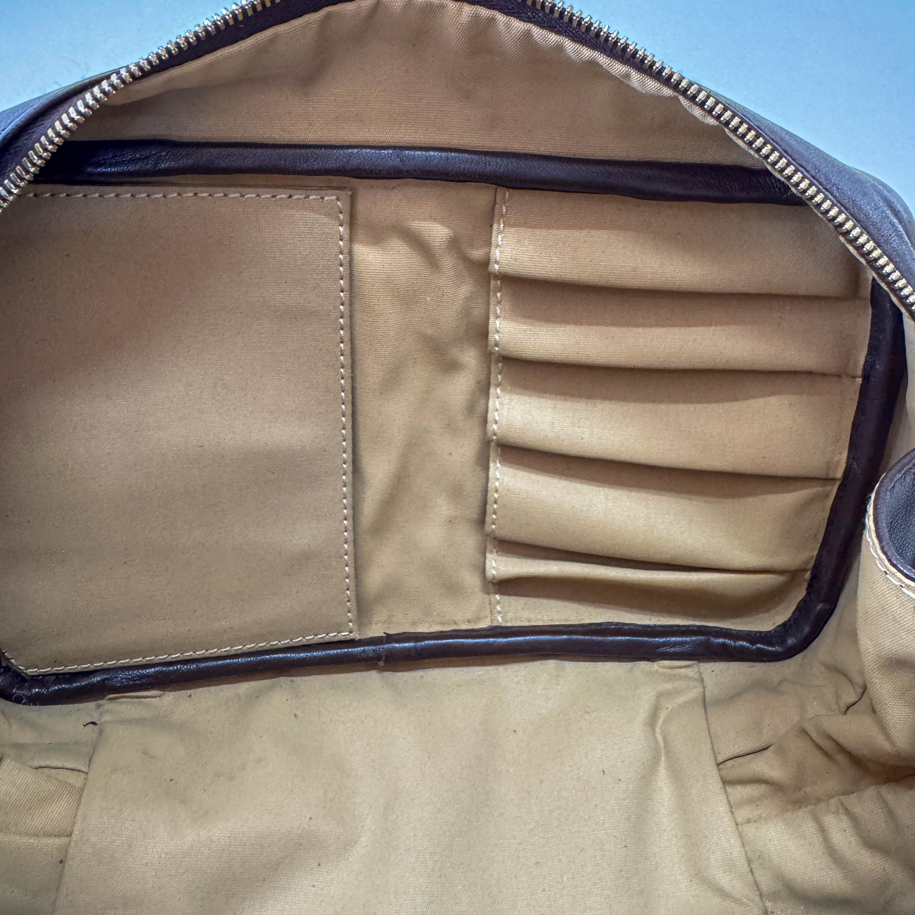 Intrecciato Brown Leather Mini Bowling Bag