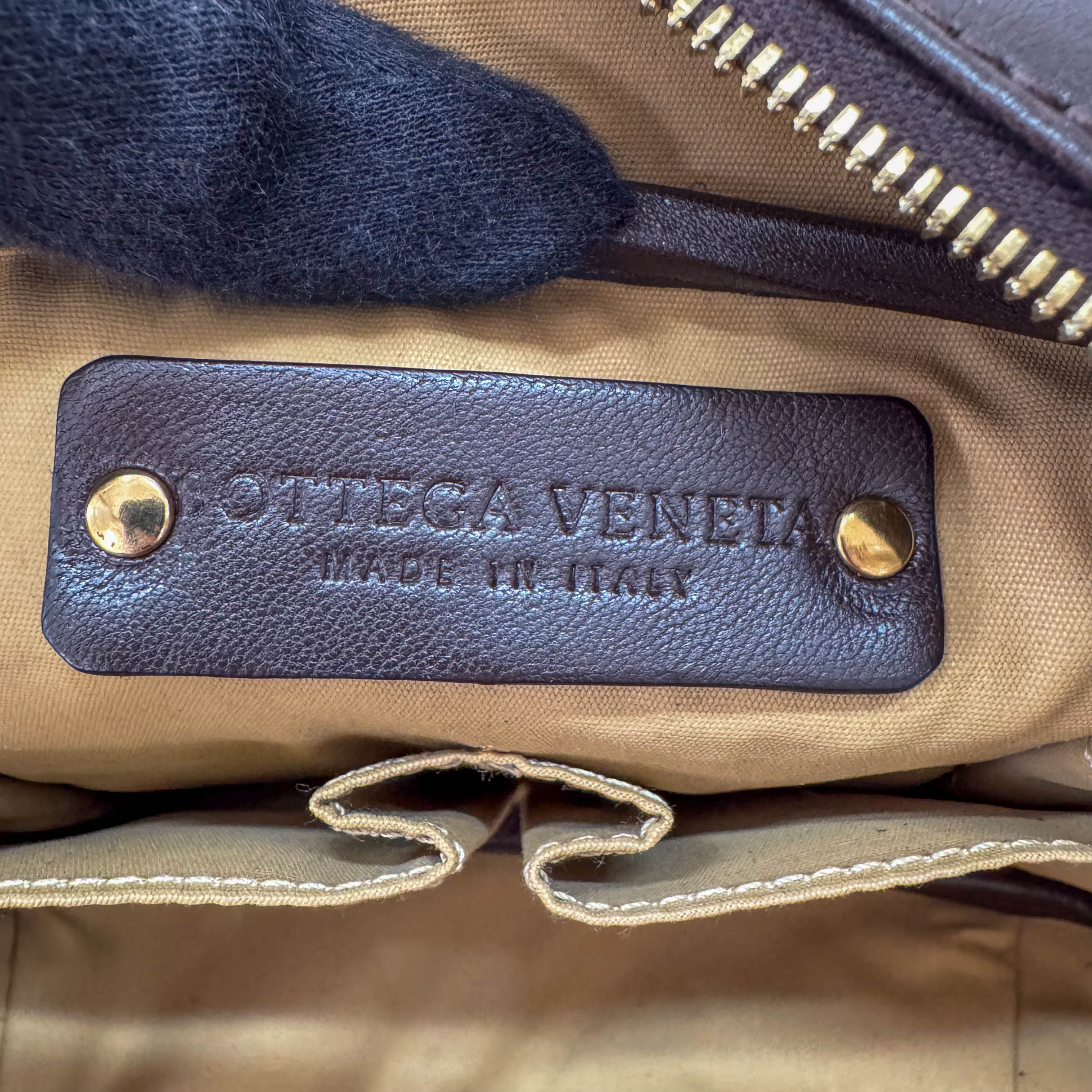 Intrecciato Brown Leather Mini Bowling Bag