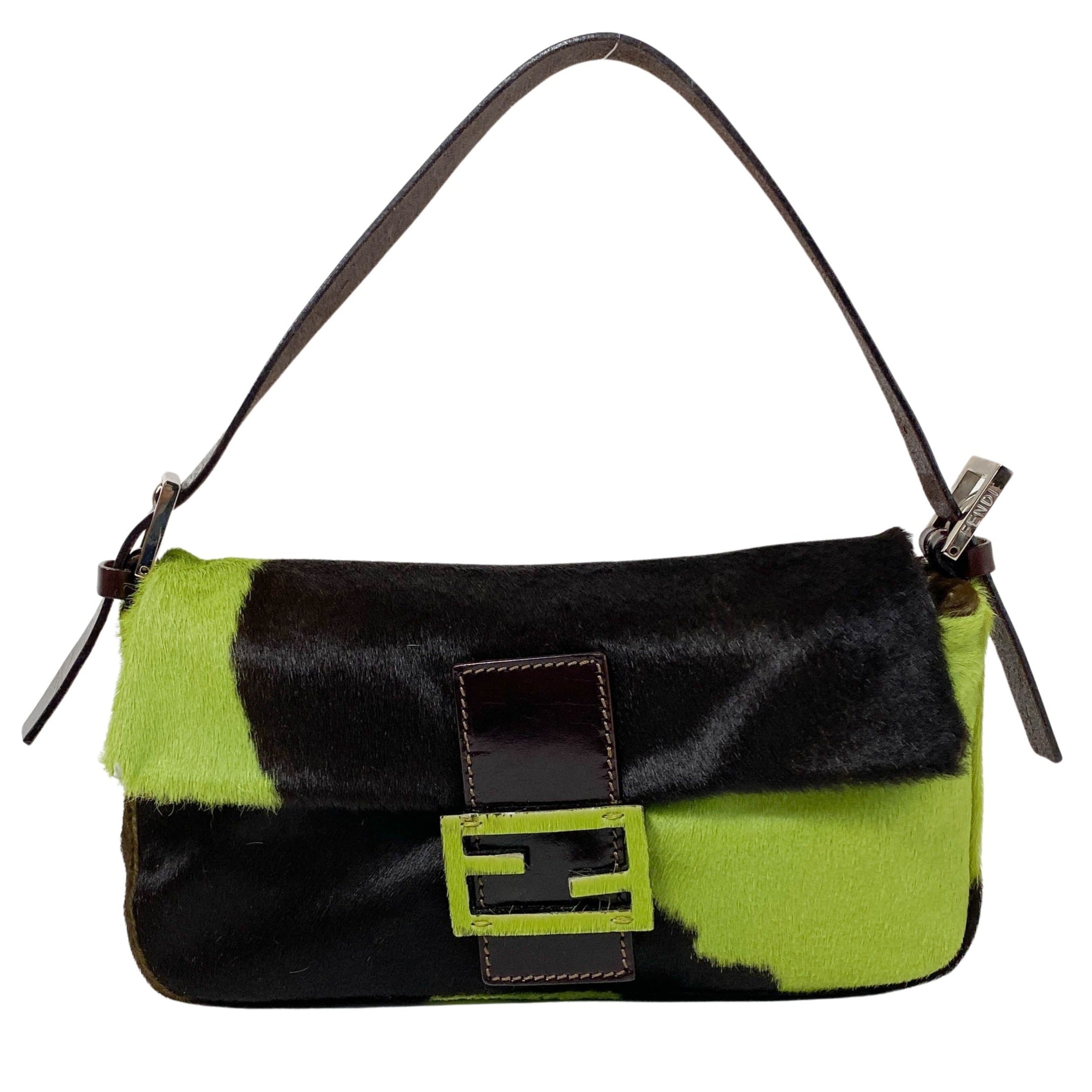 Baguette Green Pony Hair Shoulder Bag