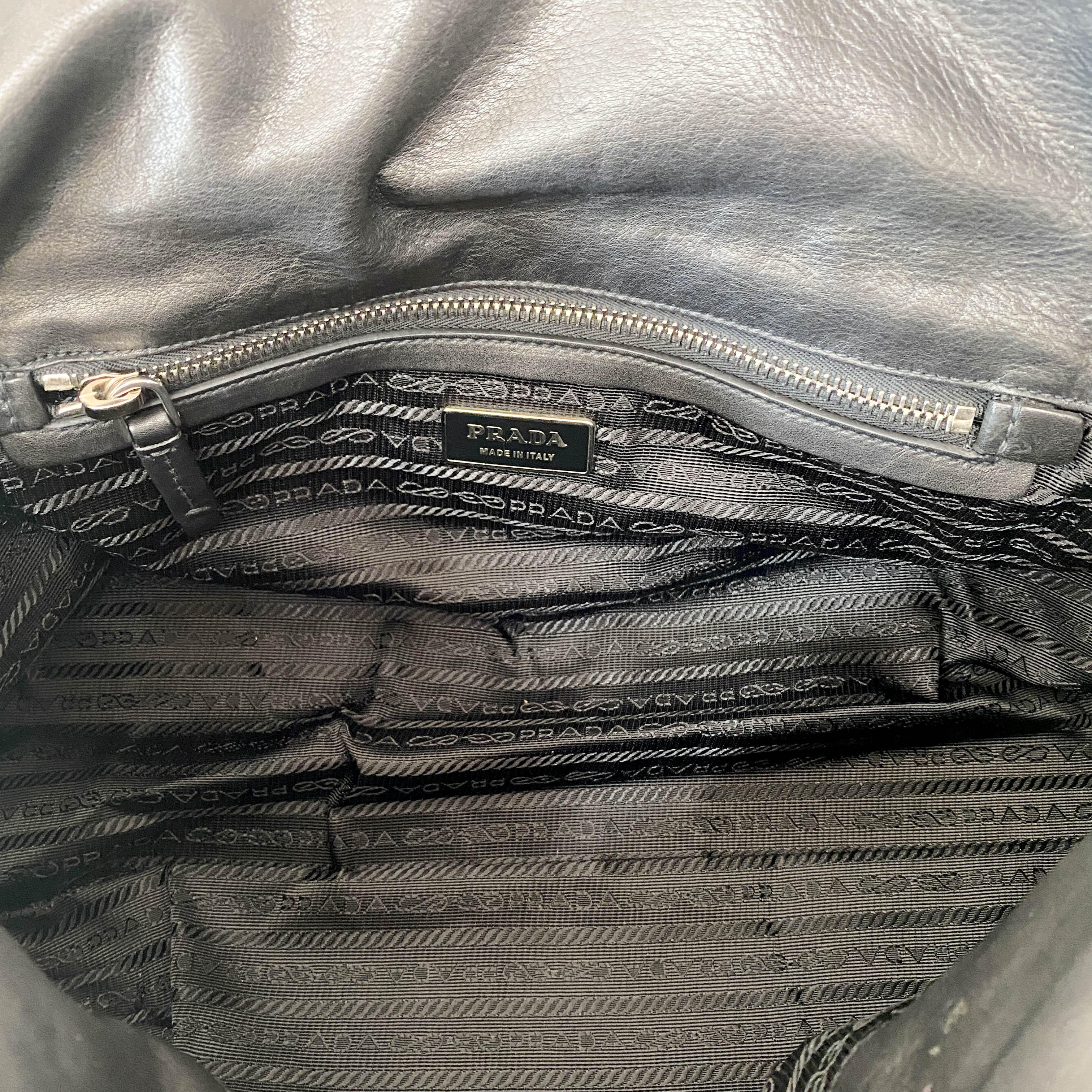 Black Nylon & Leather Shoulder Bag