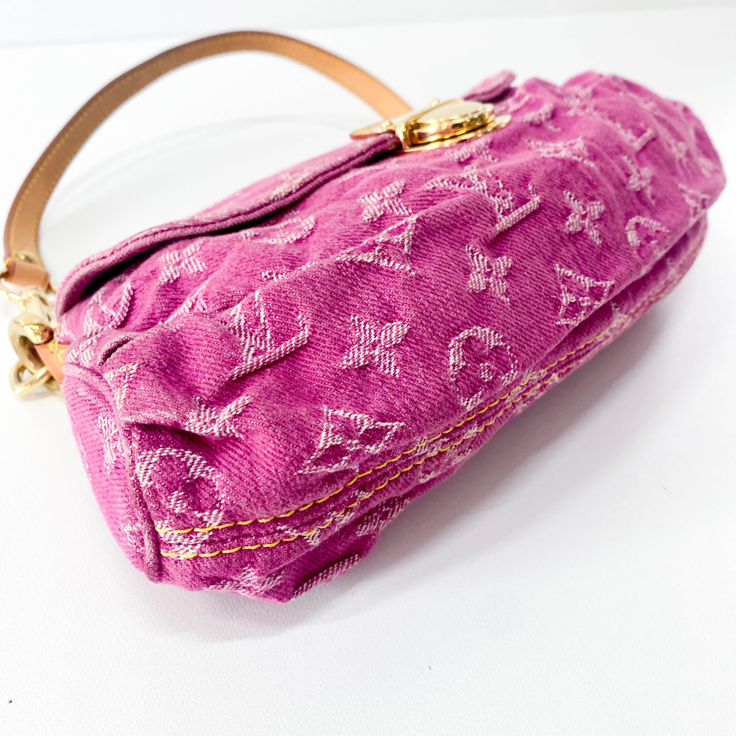 Monogram Pink Denim Mini Pleaty