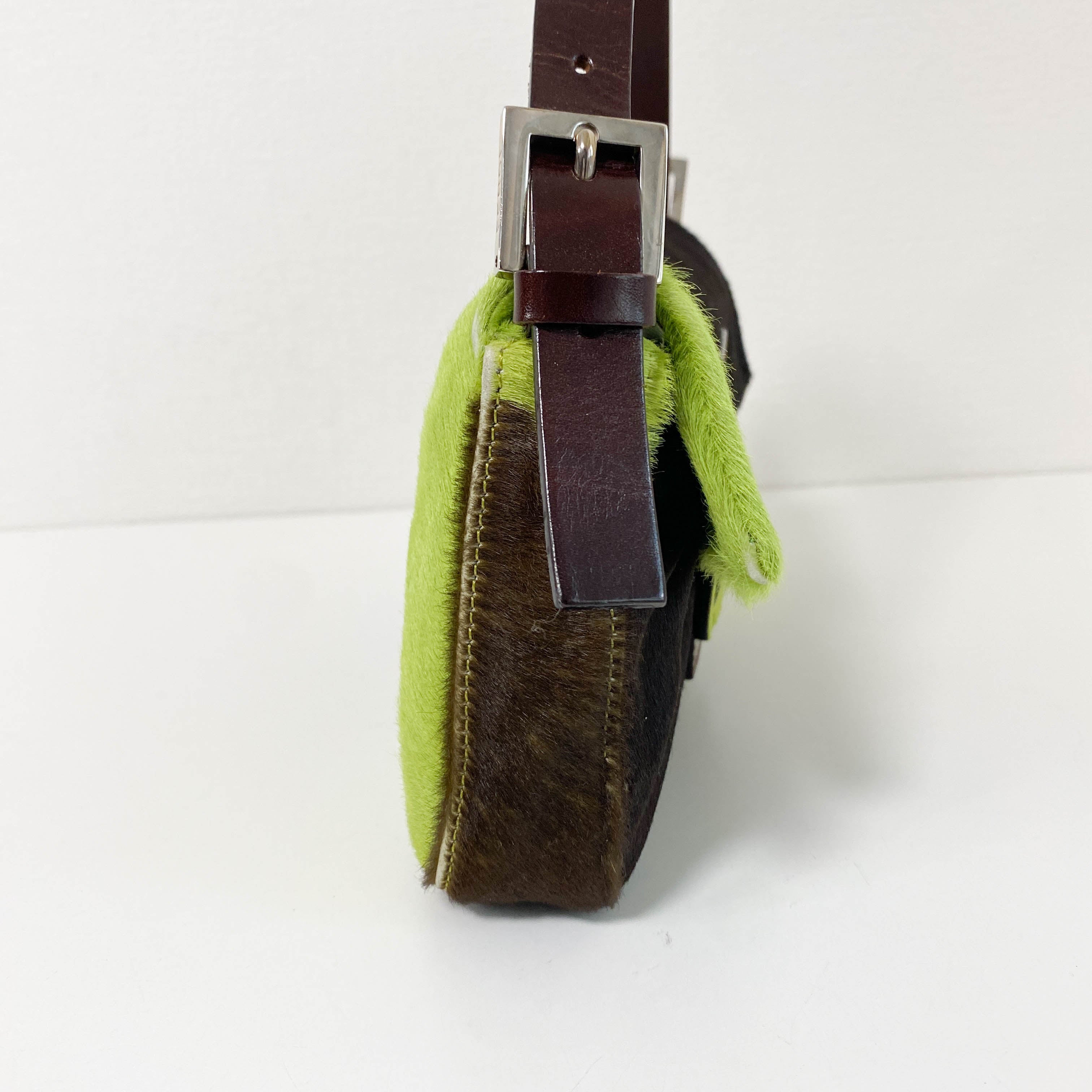 Baguette Green Pony Hair Shoulder Bag