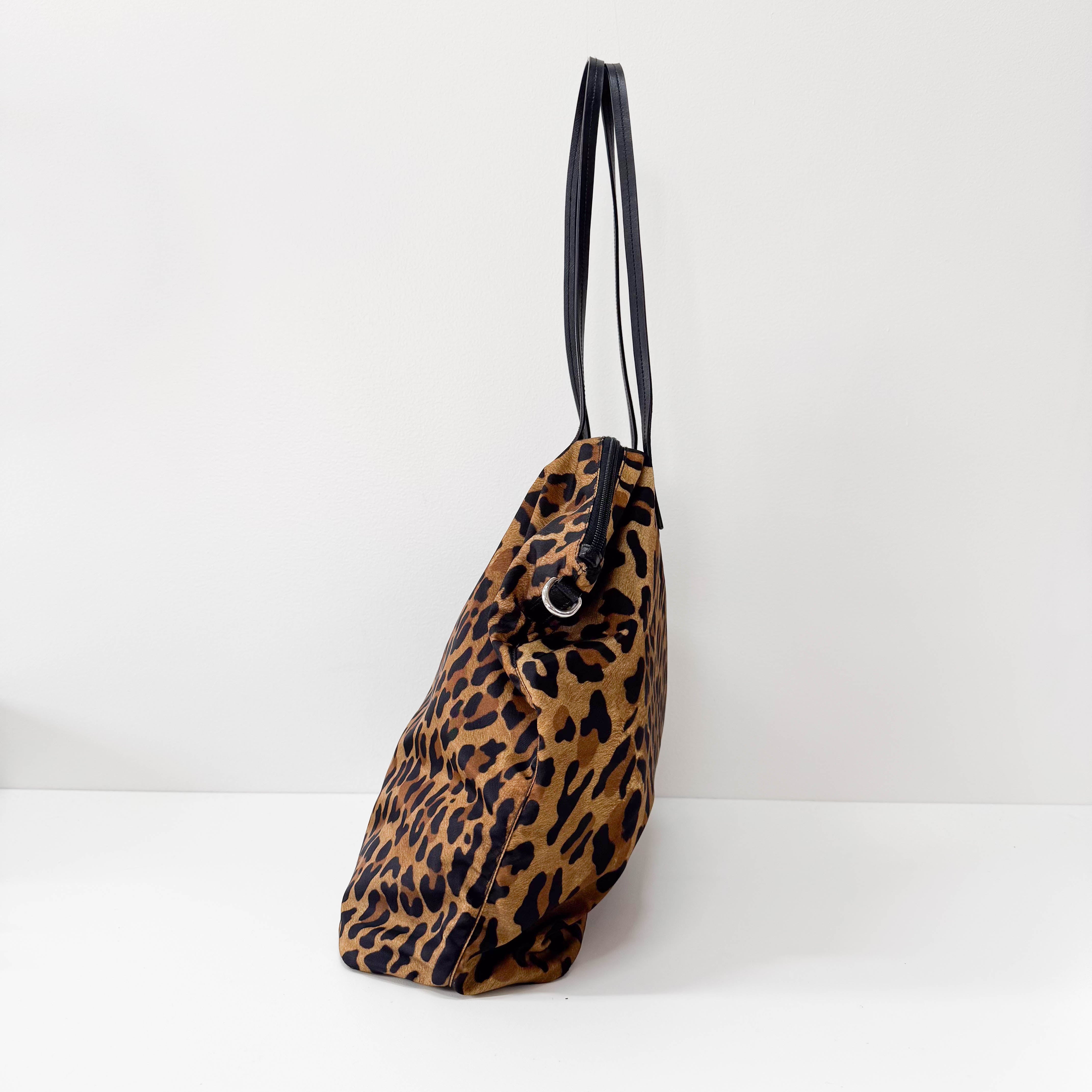 Nylon Leopard Print Tote