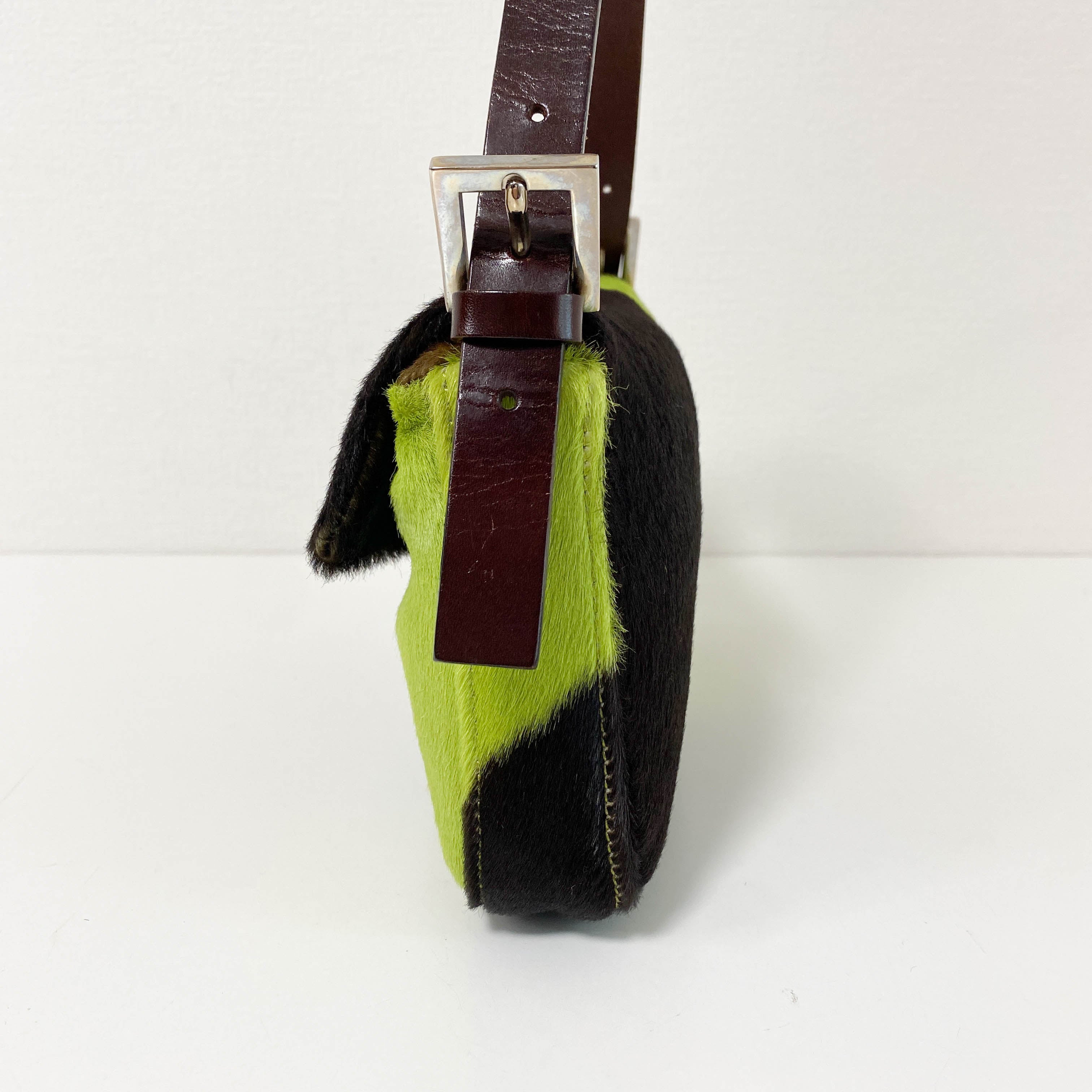 Baguette Green Pony Hair Shoulder Bag