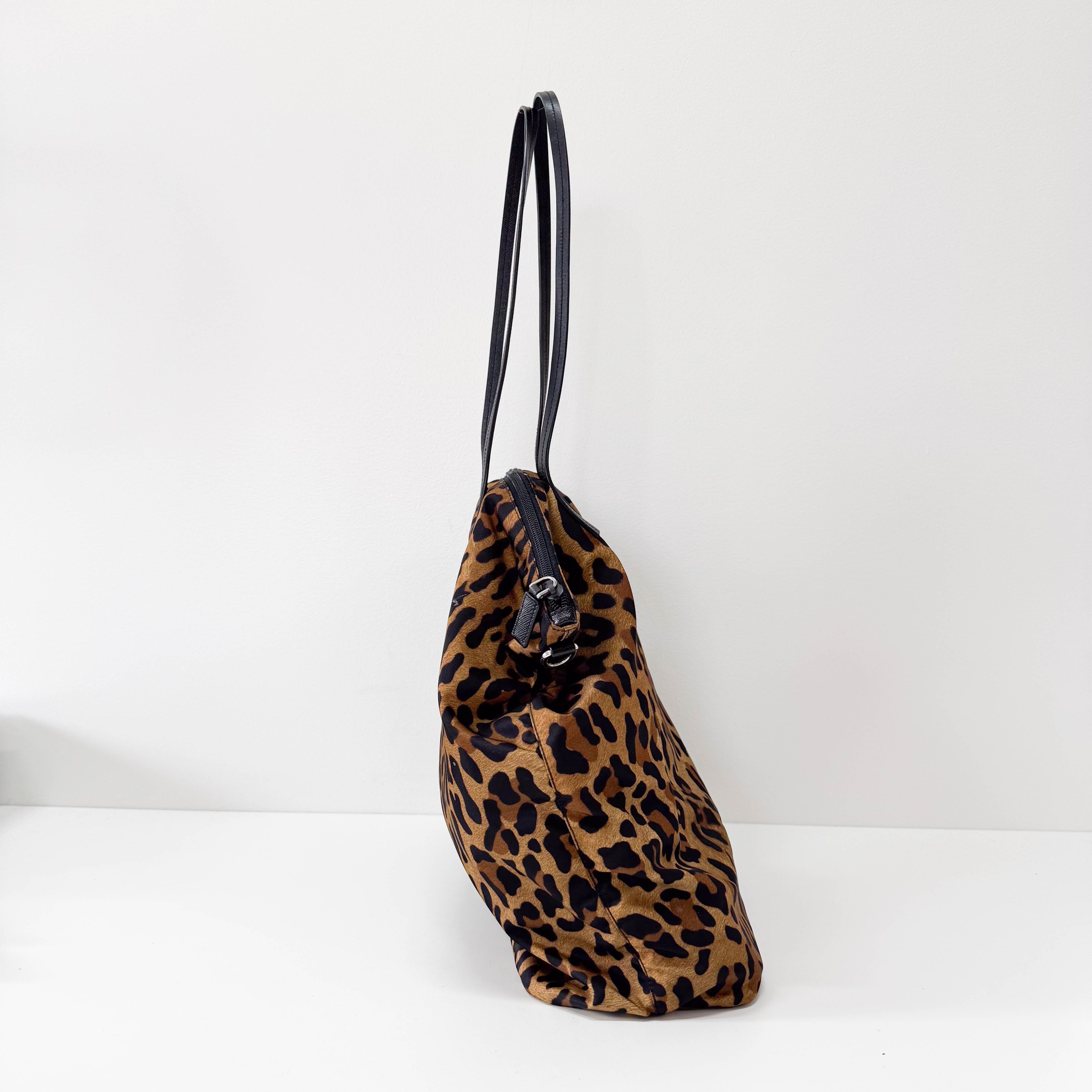Nylon Leopard Print Tote