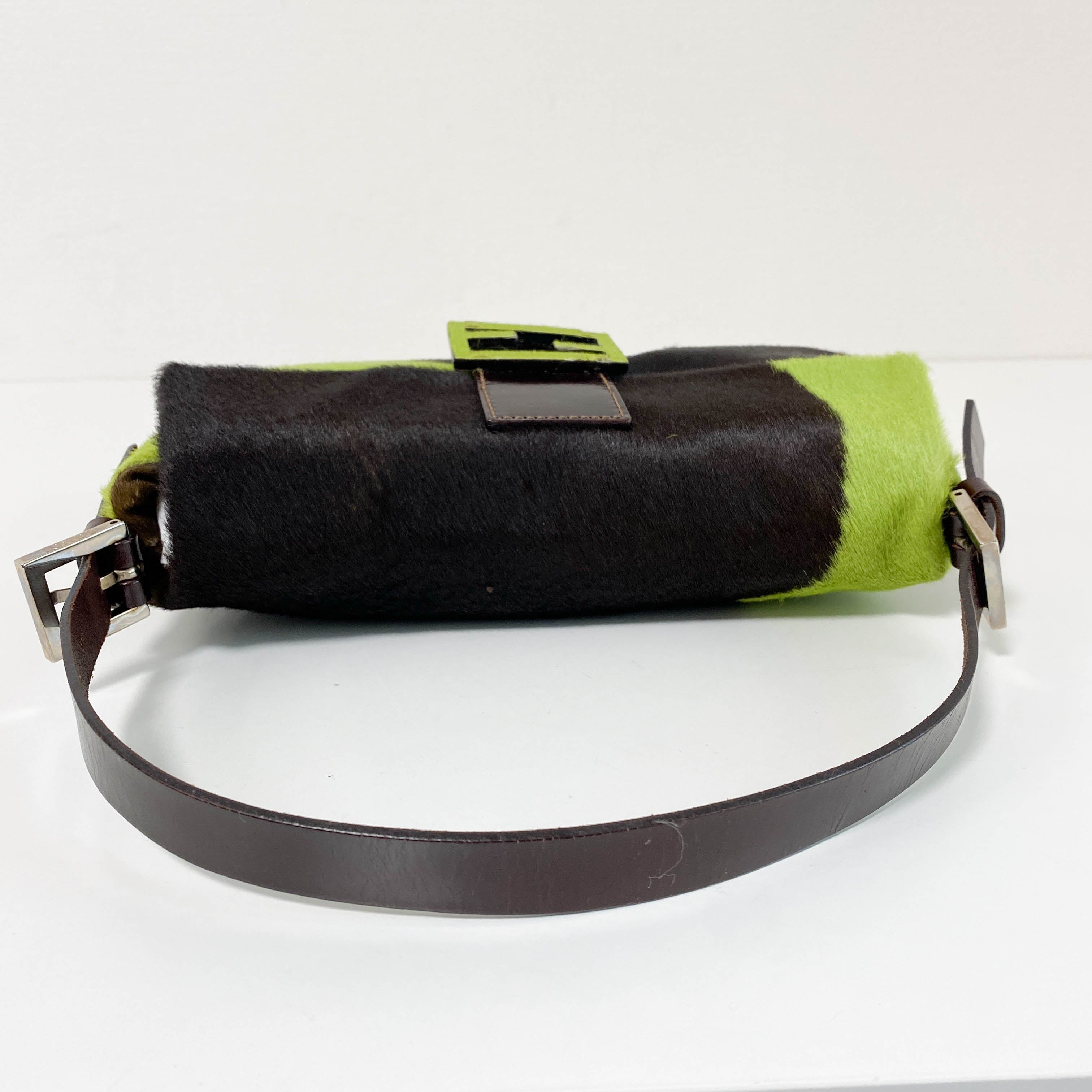 Baguette Green Pony Hair Shoulder Bag