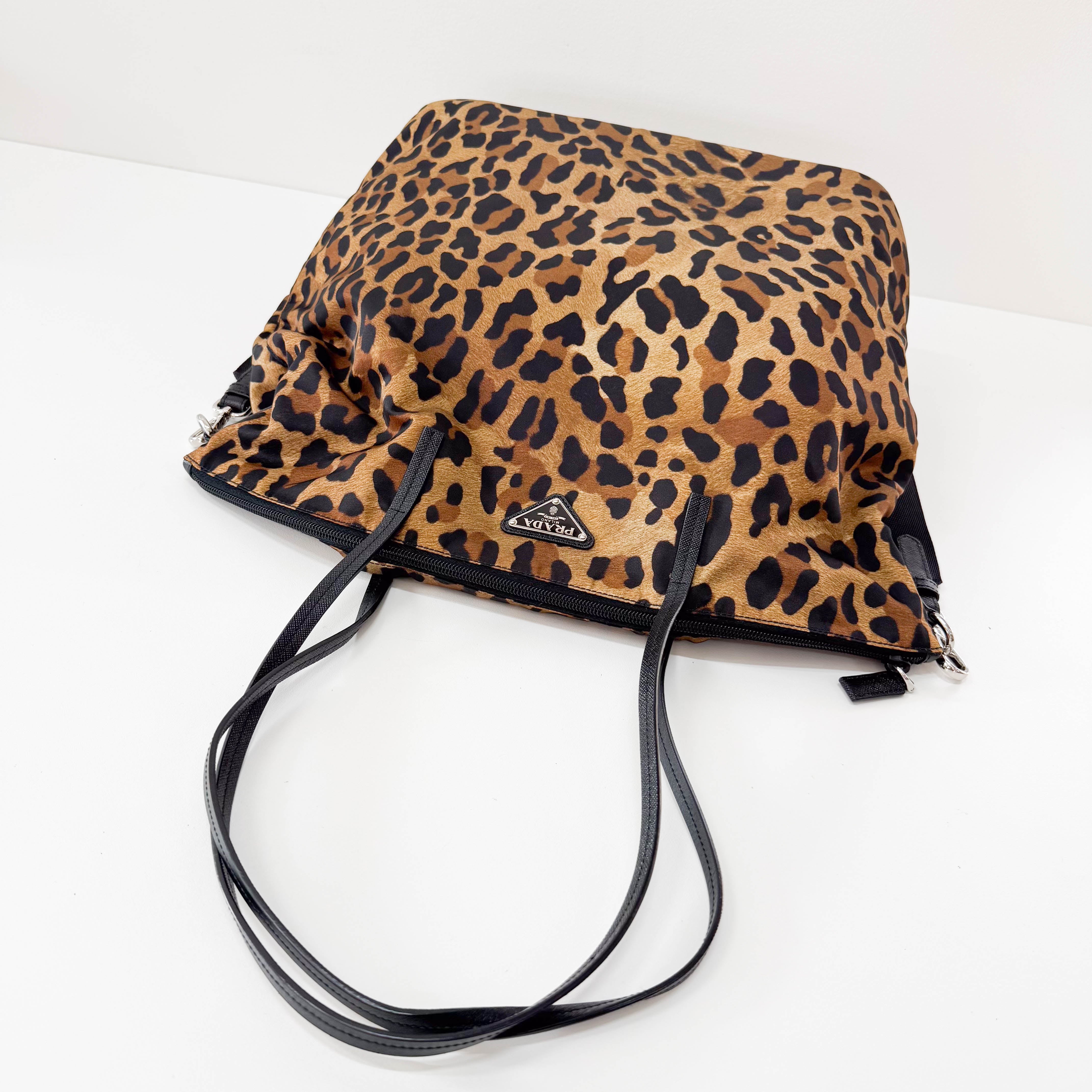 Nylon Leopard Print Tote
