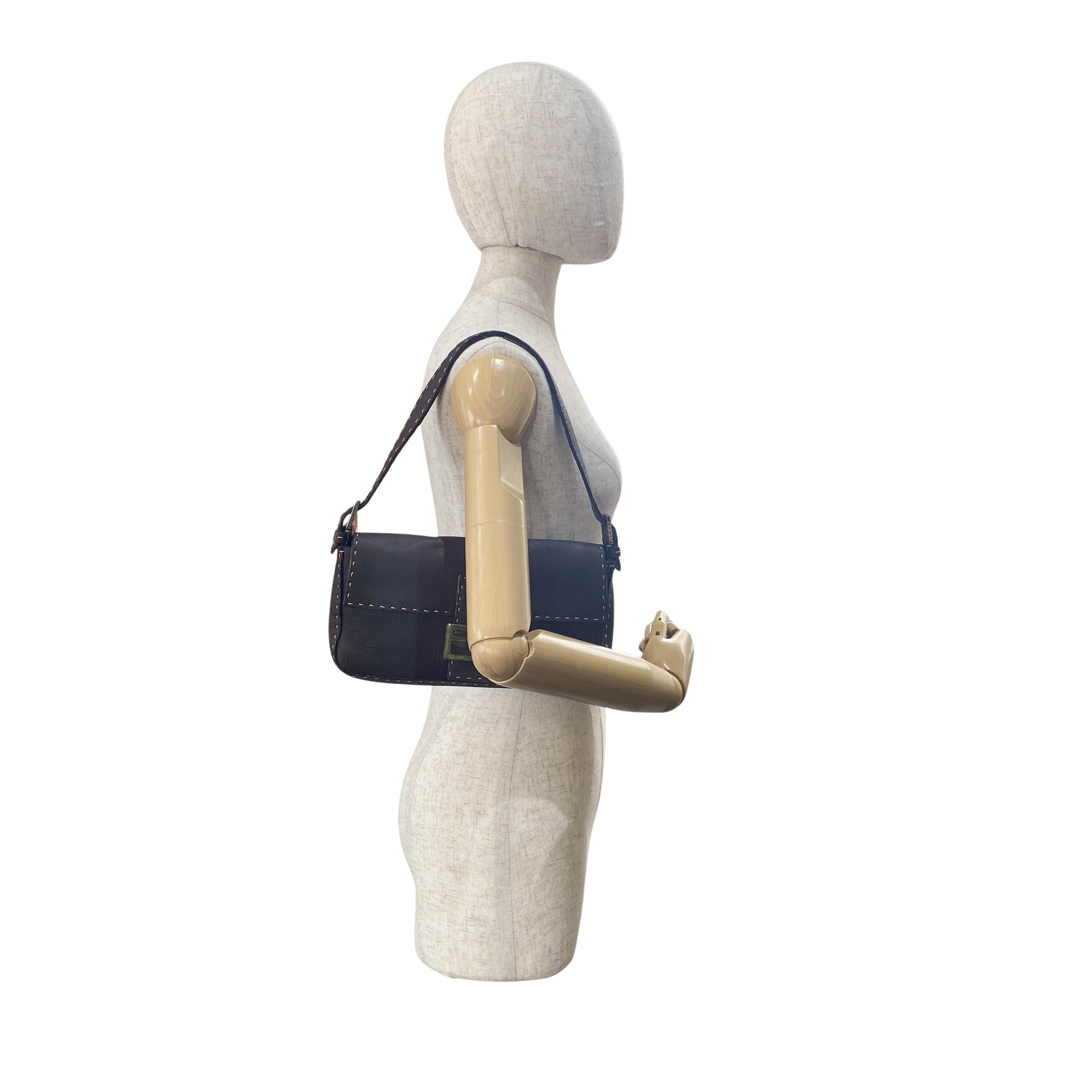 Selleria Baguette Brown Leather Shoulder Bag