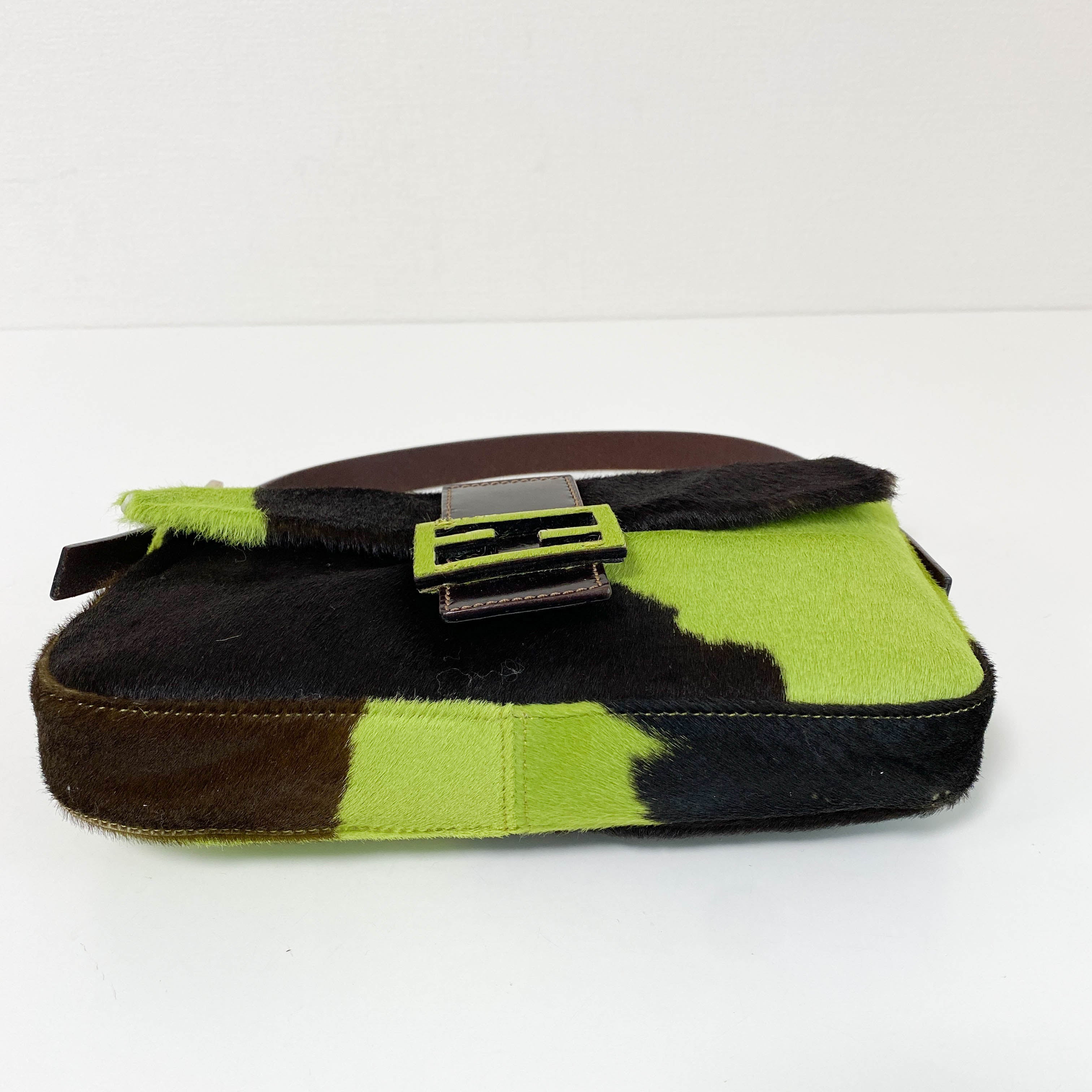 Baguette Green Pony Hair Shoulder Bag