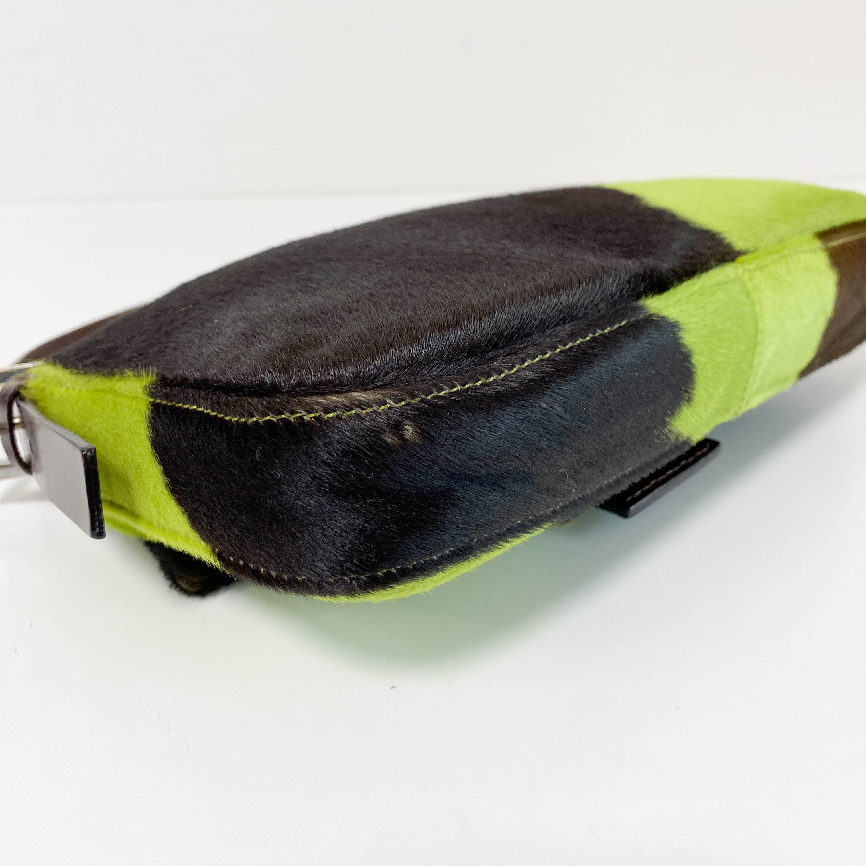 Baguette Green Pony Hair Shoulder Bag