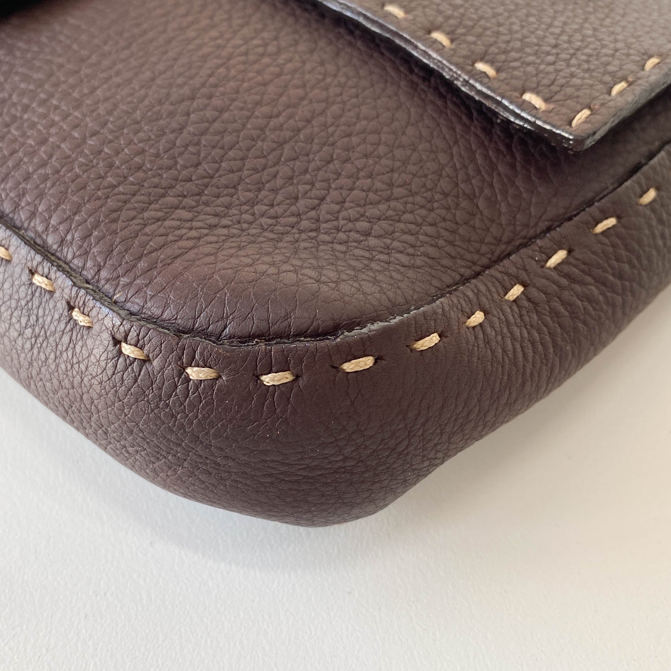 Selleria Baguette Brown Leather Shoulder Bag