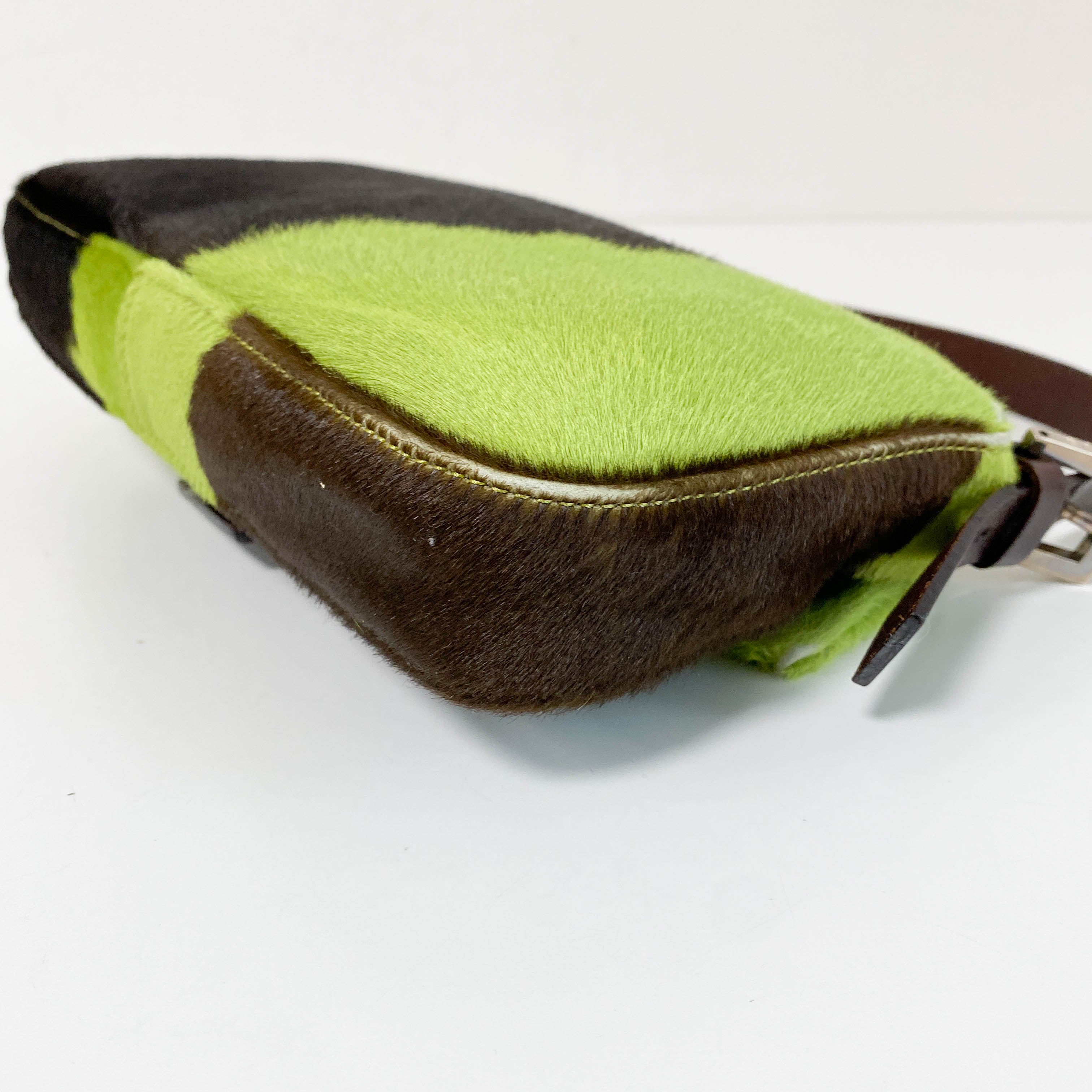 Baguette Green Pony Hair Shoulder Bag