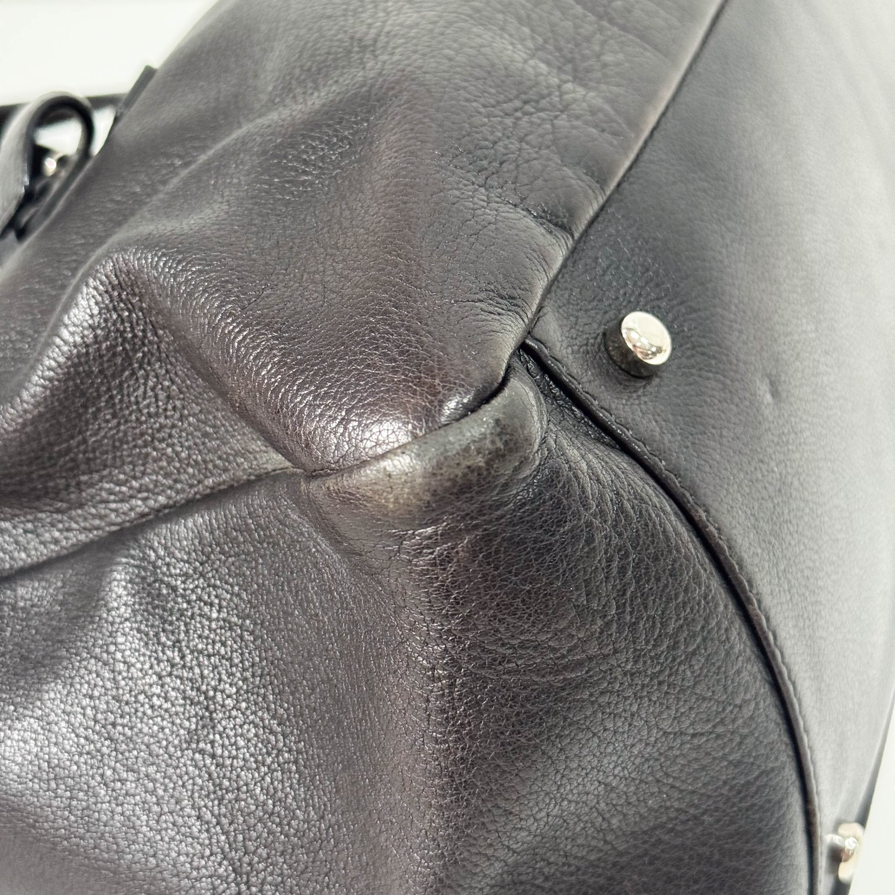 Black Leather Studs Shoulder Bag