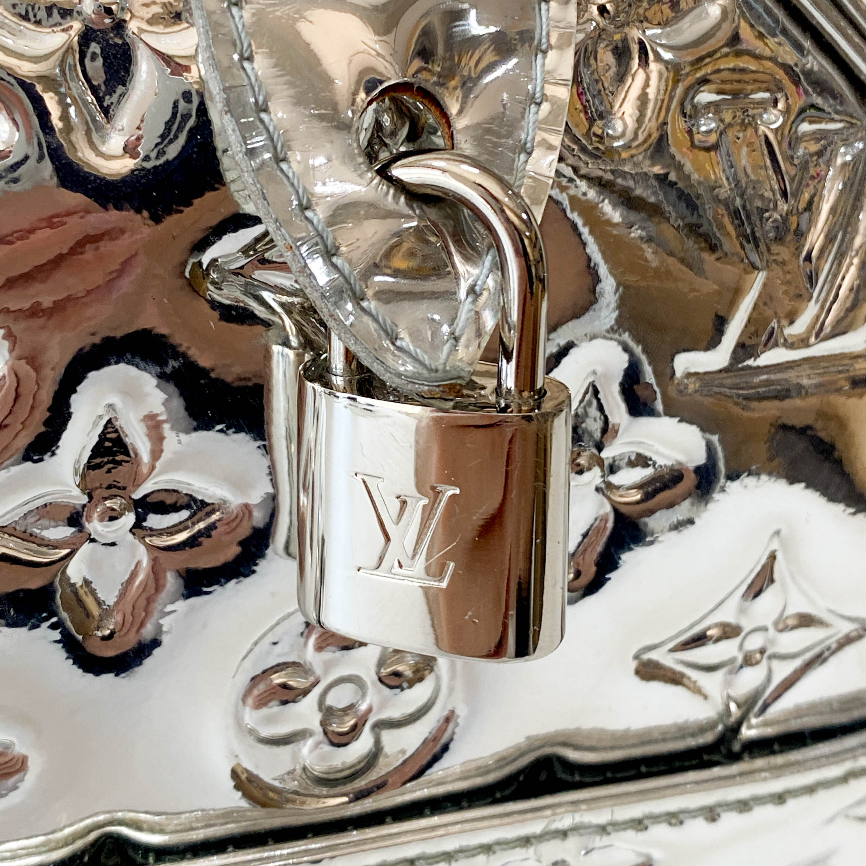 Speedy 30 Monogram Miroir Silver Vynyl Bag