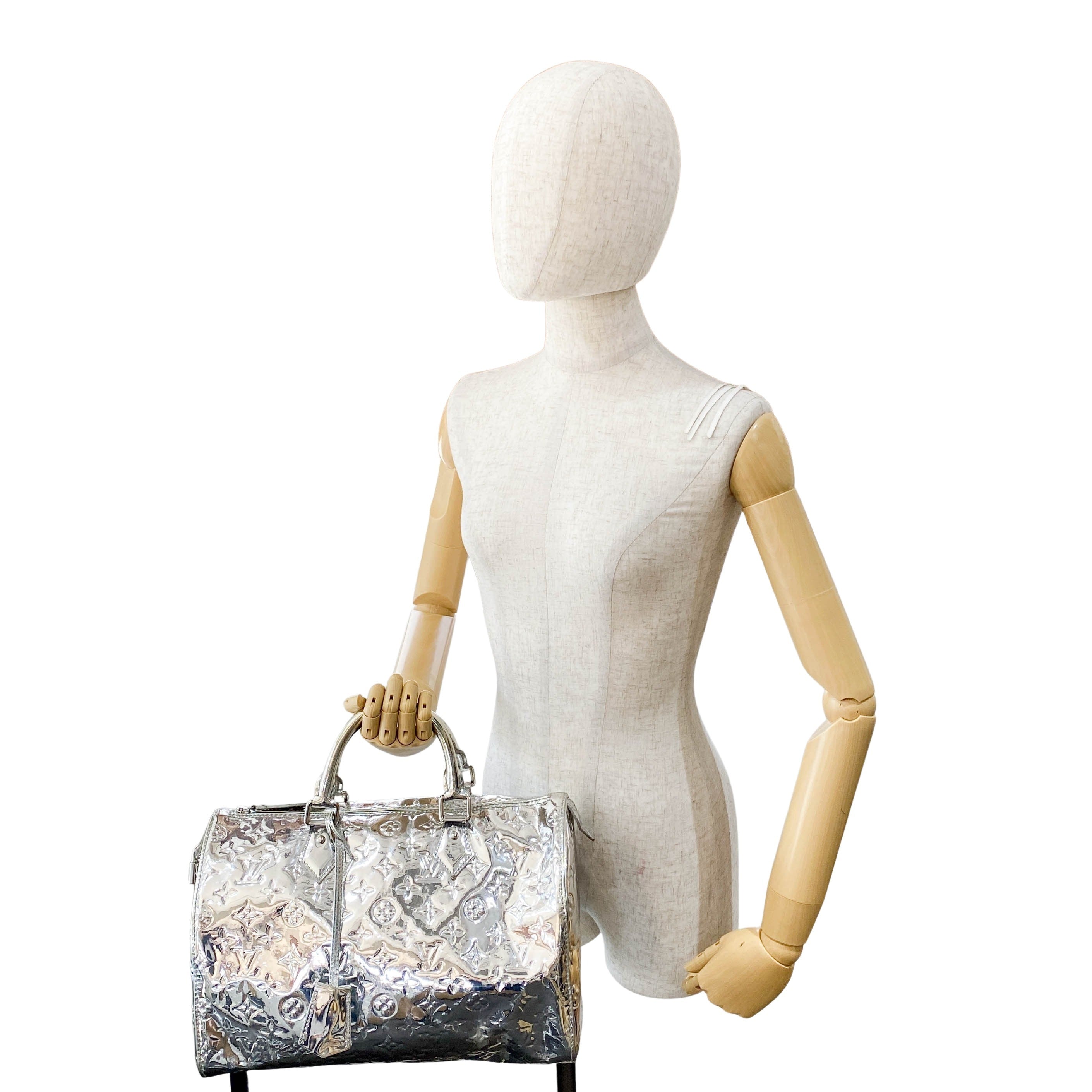 Speedy 30 Monogram Miroir Silver Vynyl Bag