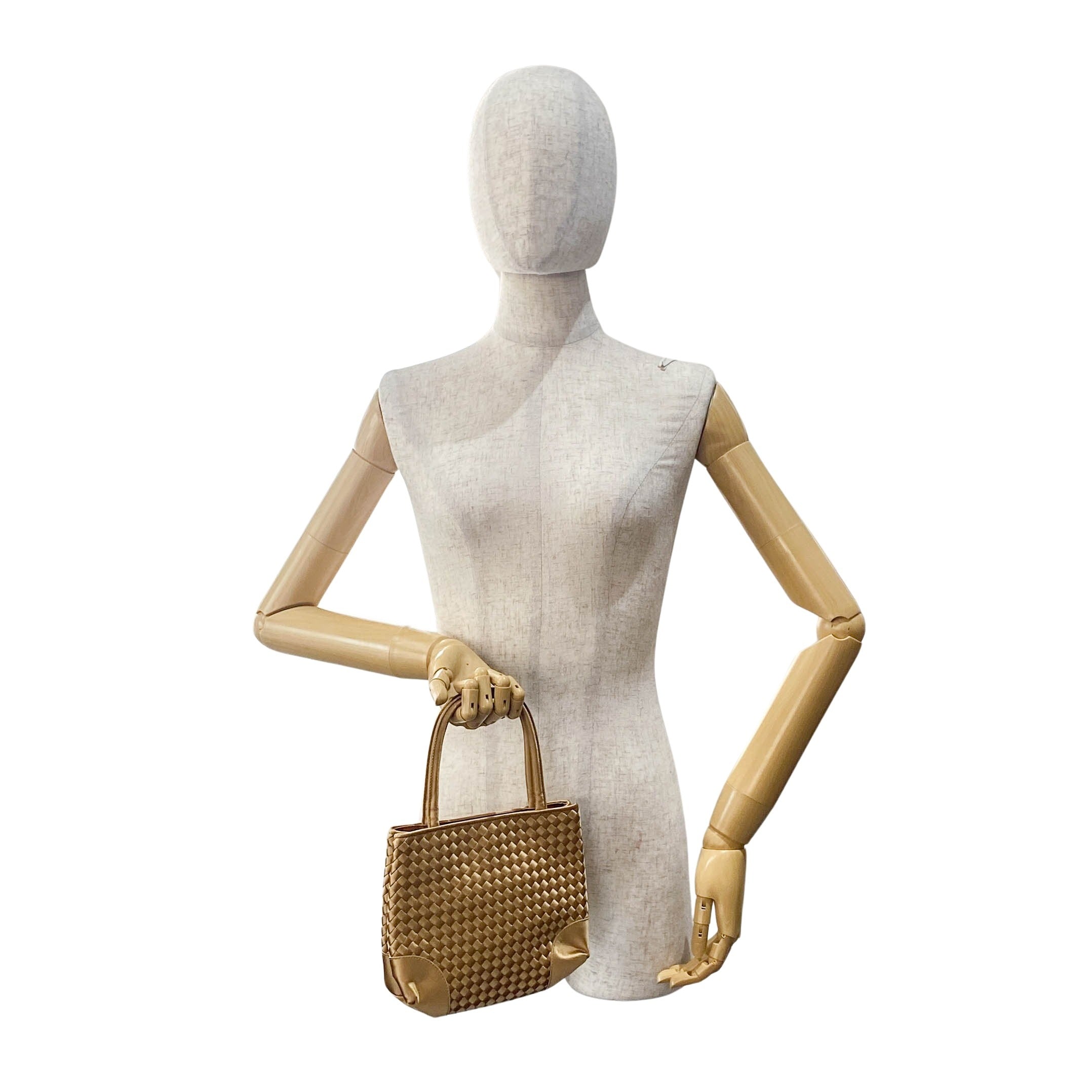 Gold Intrecciato Satin Handbag