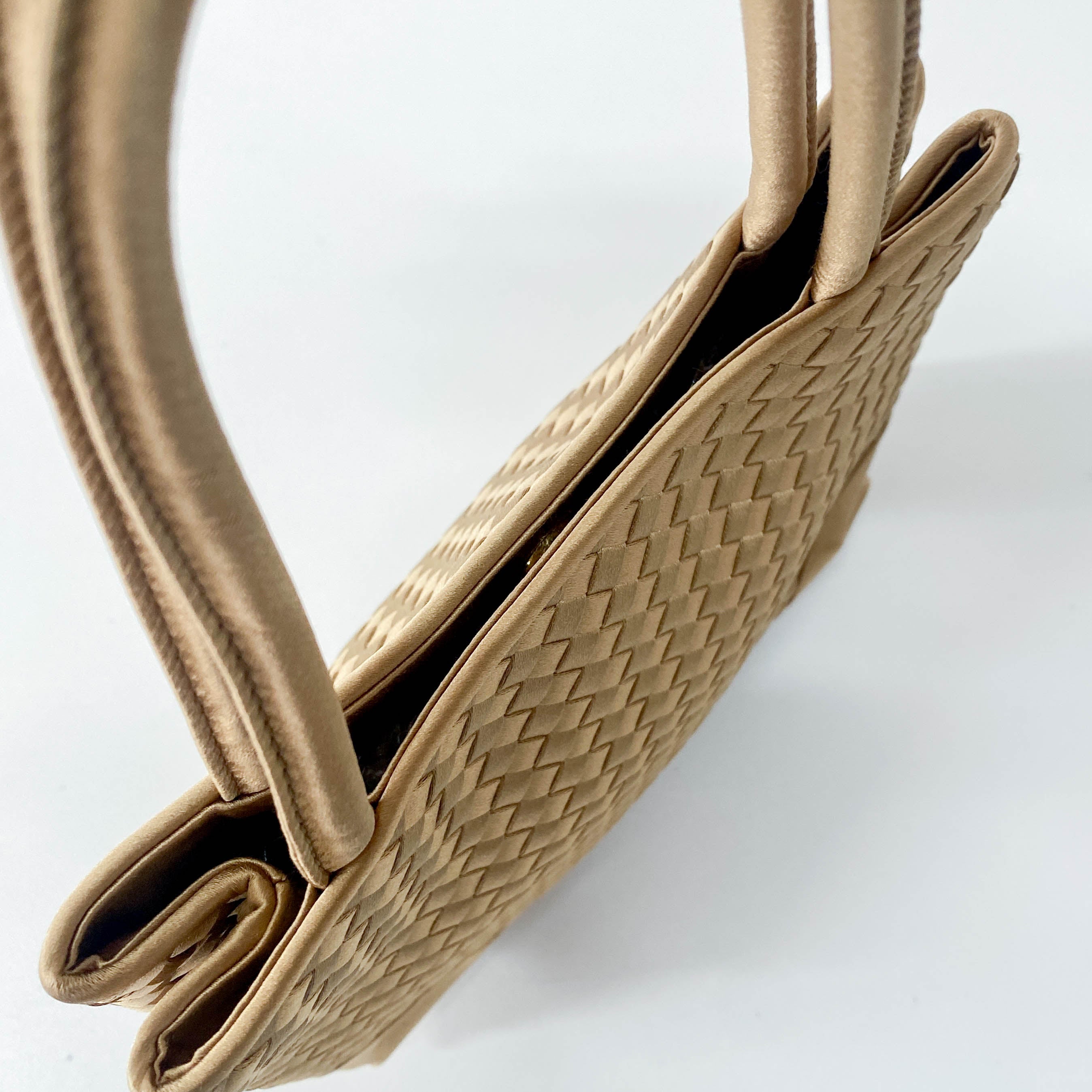Gold Intrecciato Satin Handbag