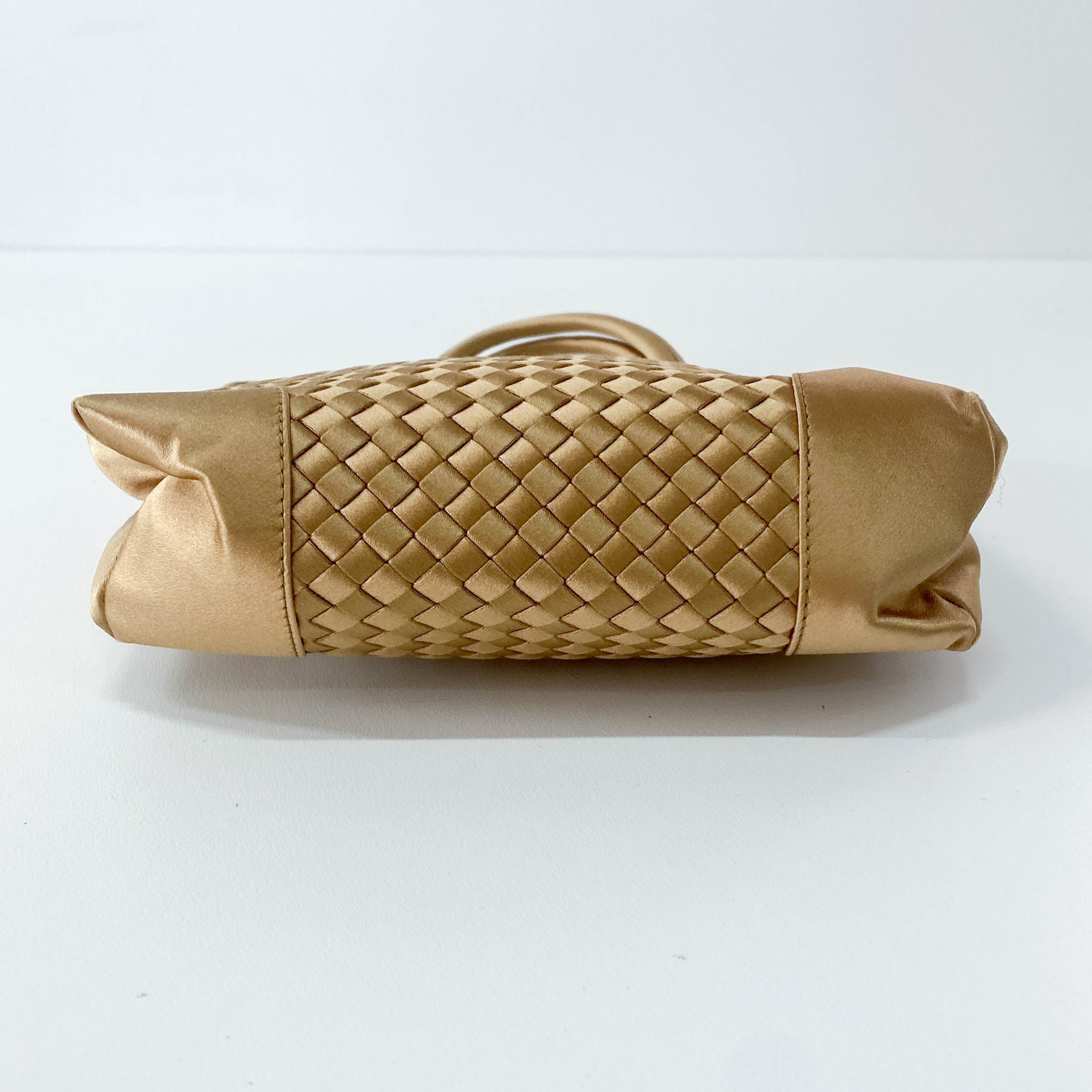 Gold Intrecciato Satin Handbag