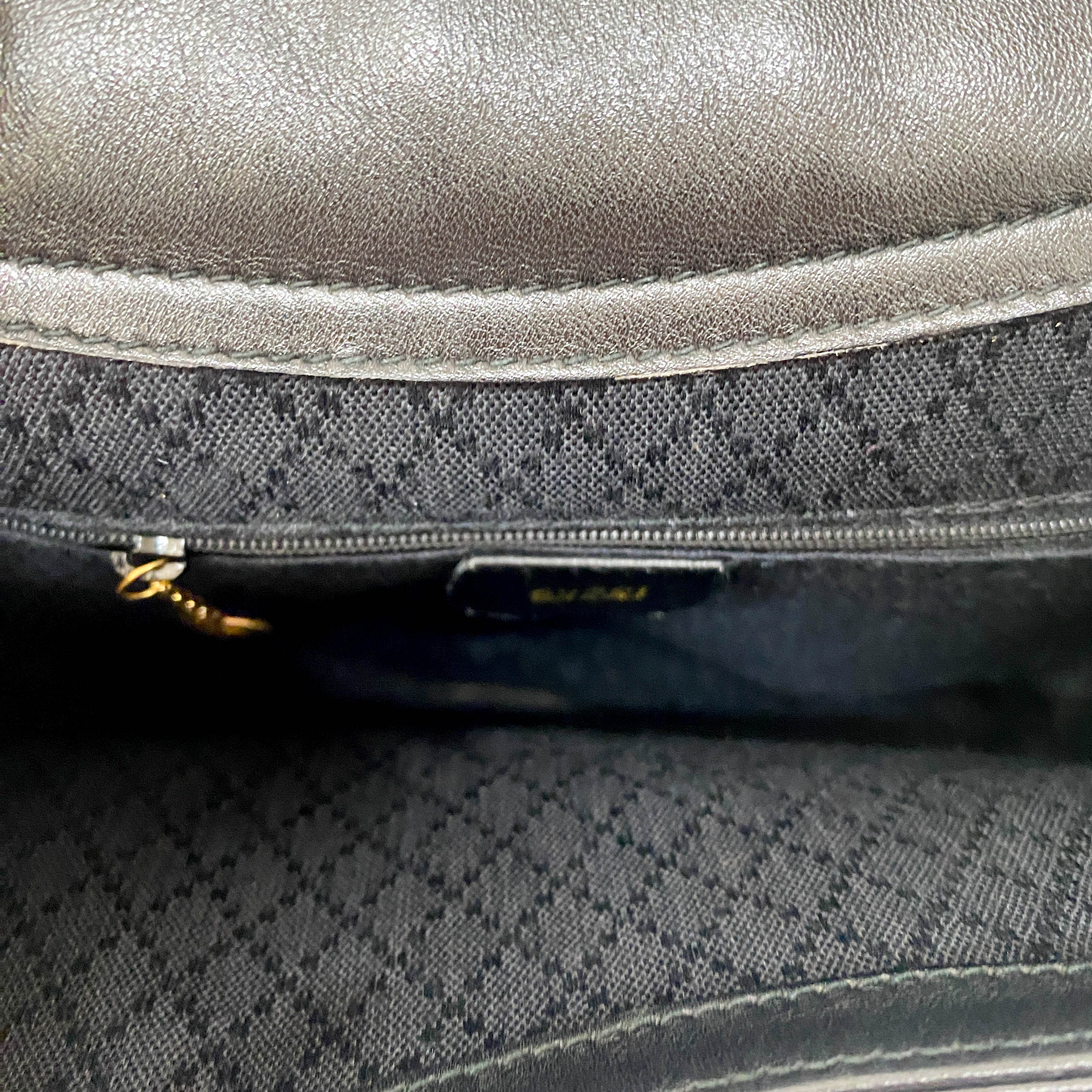 Horsebit Black Leather Shoulder Bag