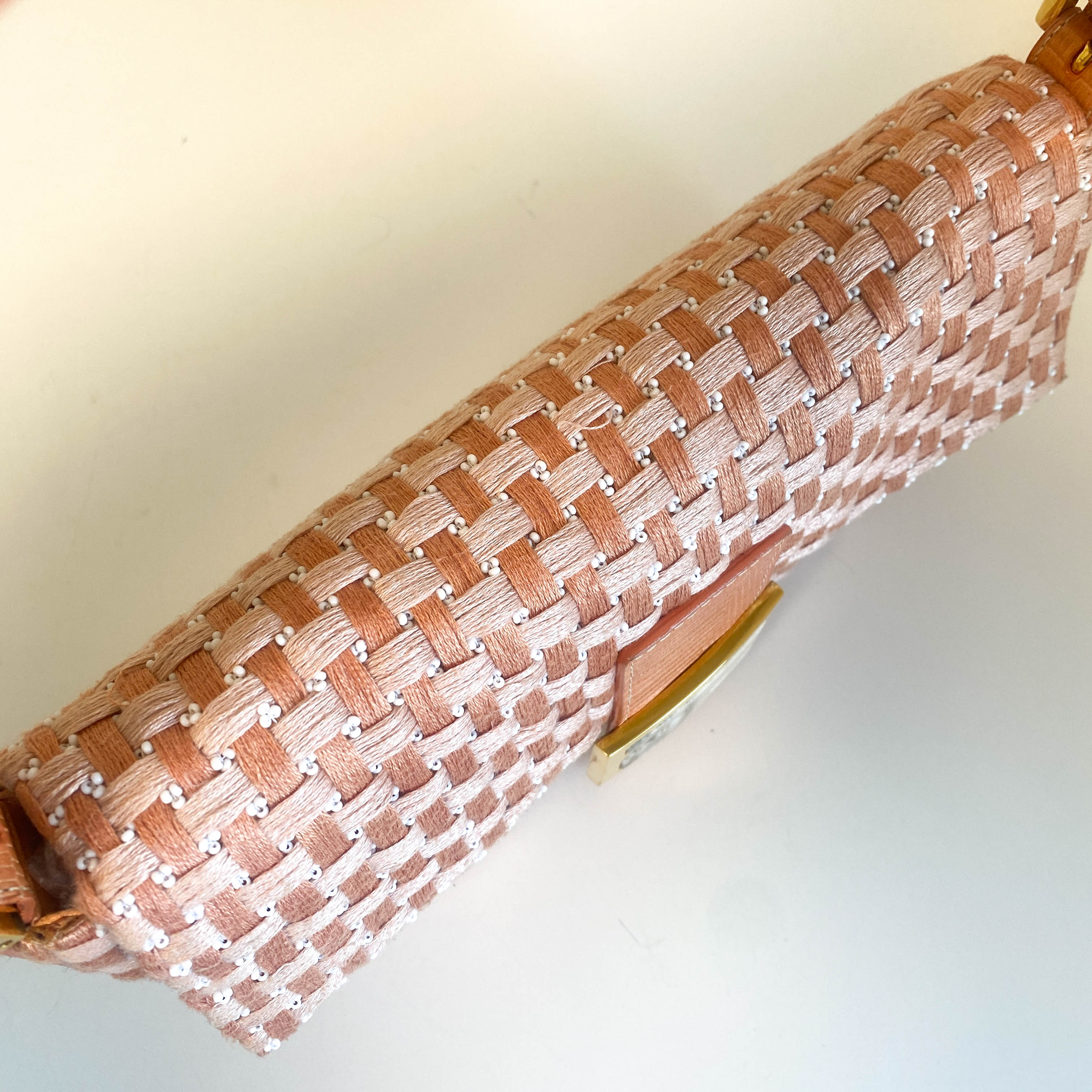 Baguette Orange Beaded Shoulder Bag