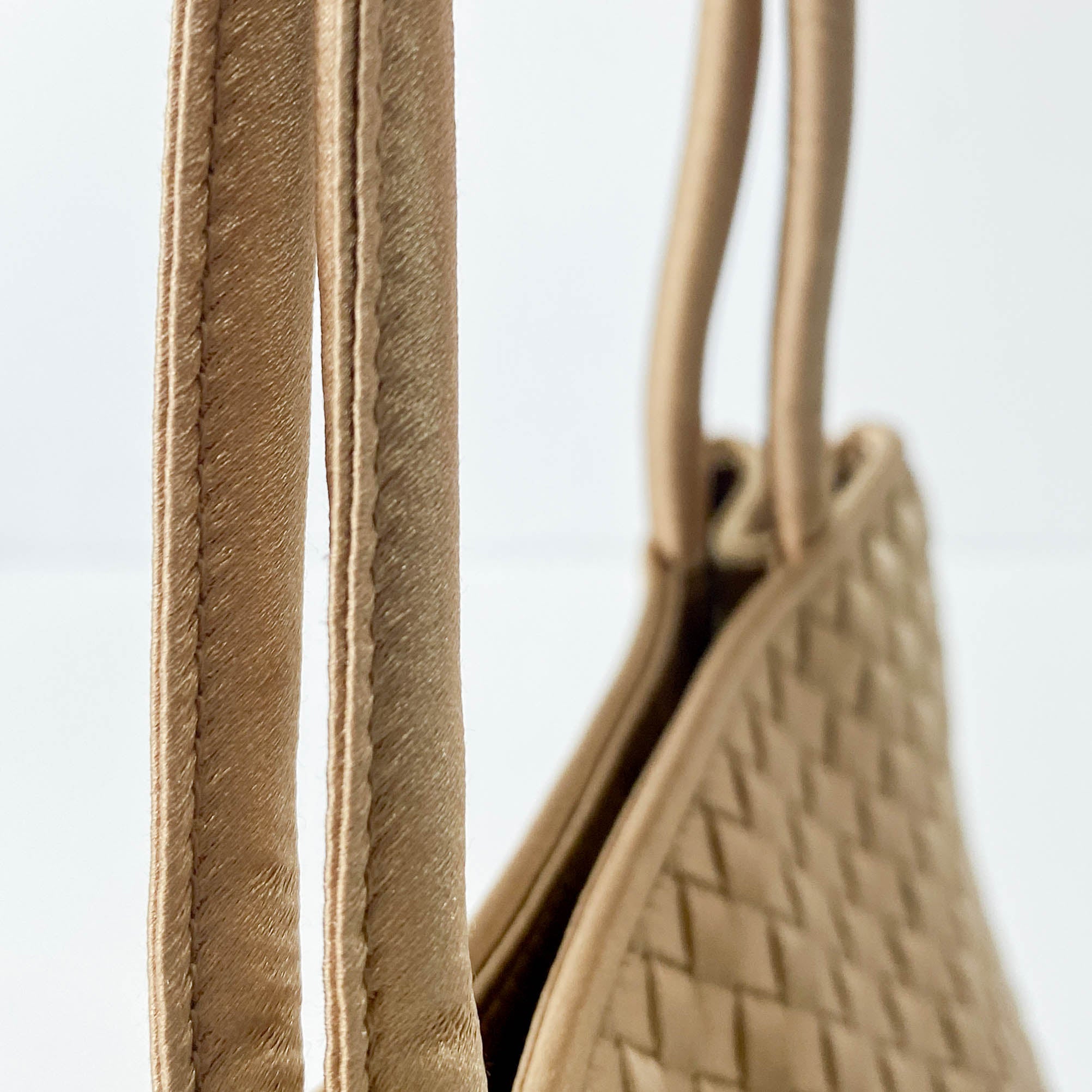 Gold Intrecciato Satin Handbag